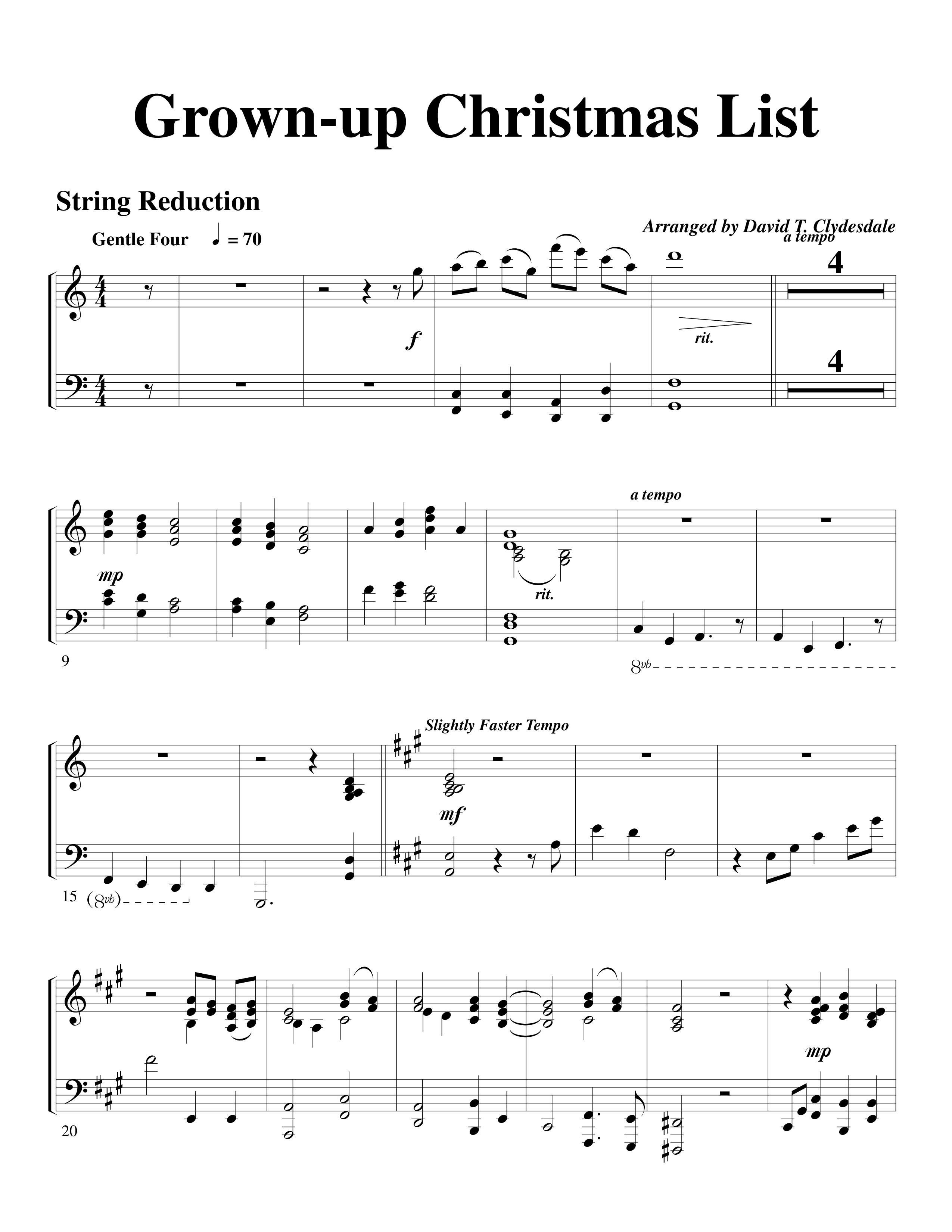 Grown Up Christmas List (Choral Anthem SATB) String Reduction (Word Music Choral / Arr. David Clydesdale)