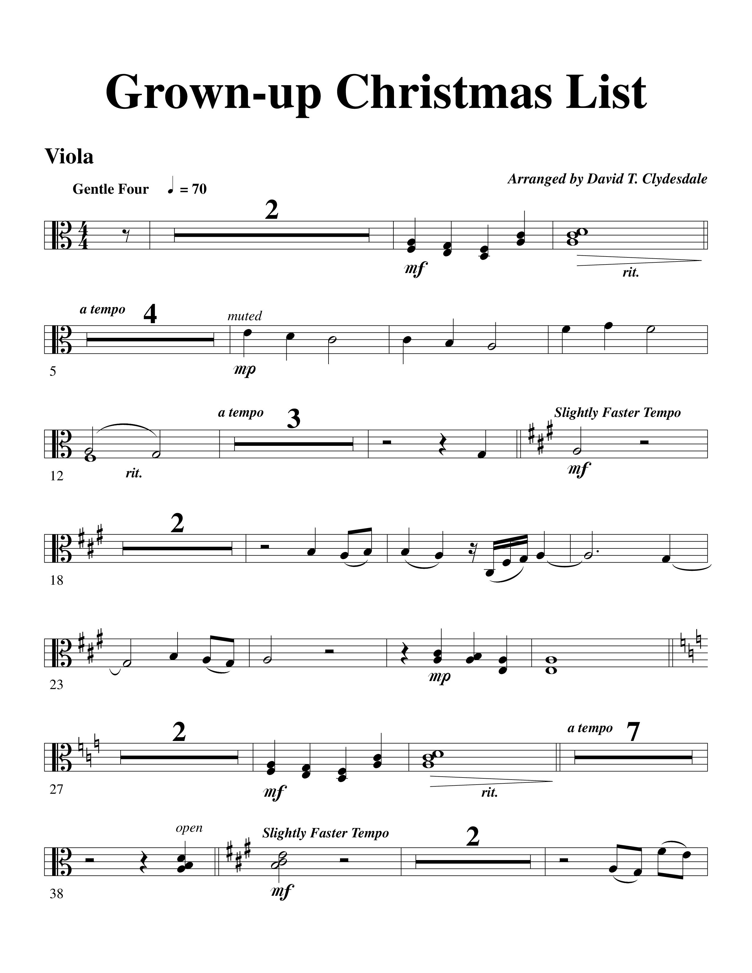 Grown Up Christmas List (Choral Anthem SATB) Viola (Word Music Choral / Arr. David Clydesdale)
