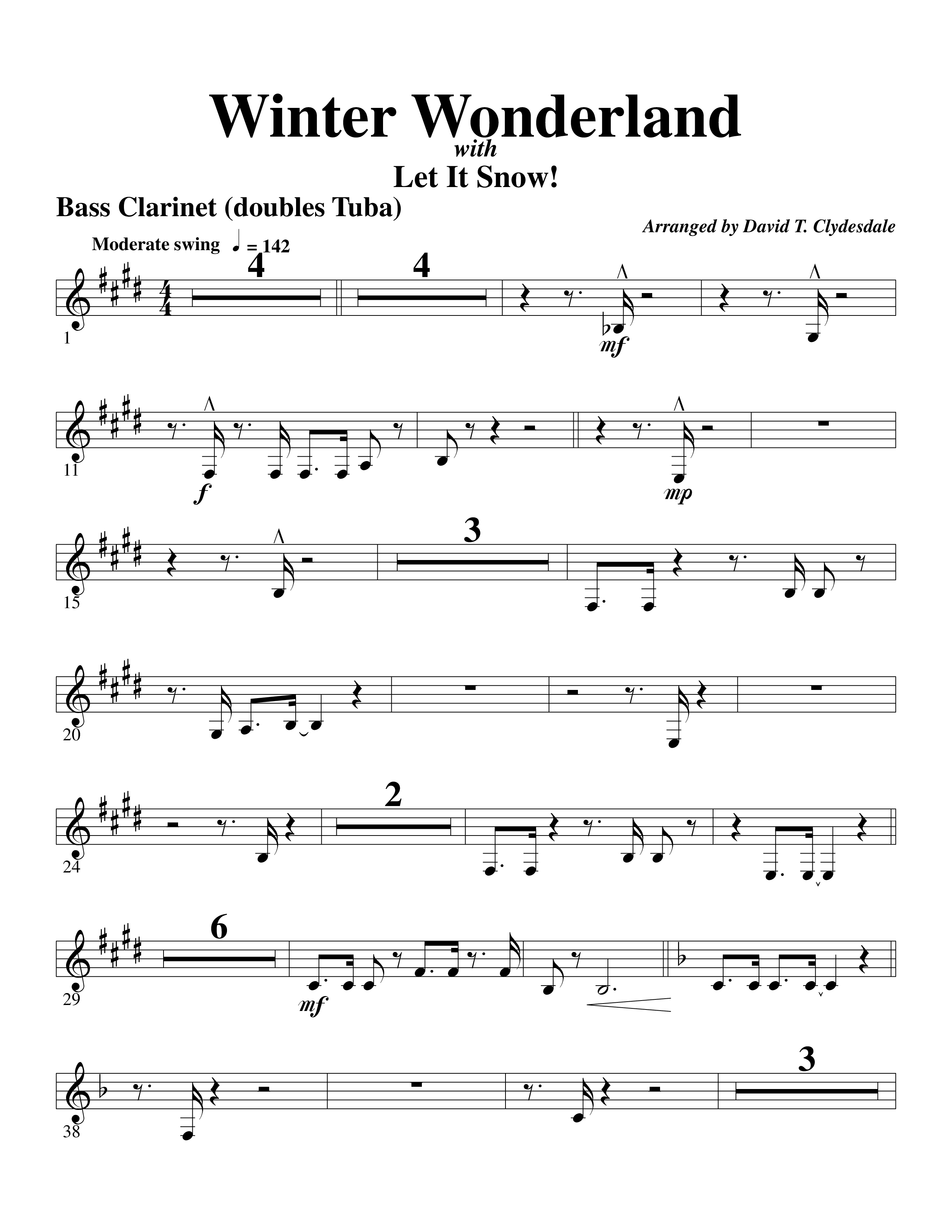 Winter Wonderland (with Let It Snow) (Choral Anthem SATB) Bass Clarinet (Word Music Choral / Arr. David Clydesdale)
