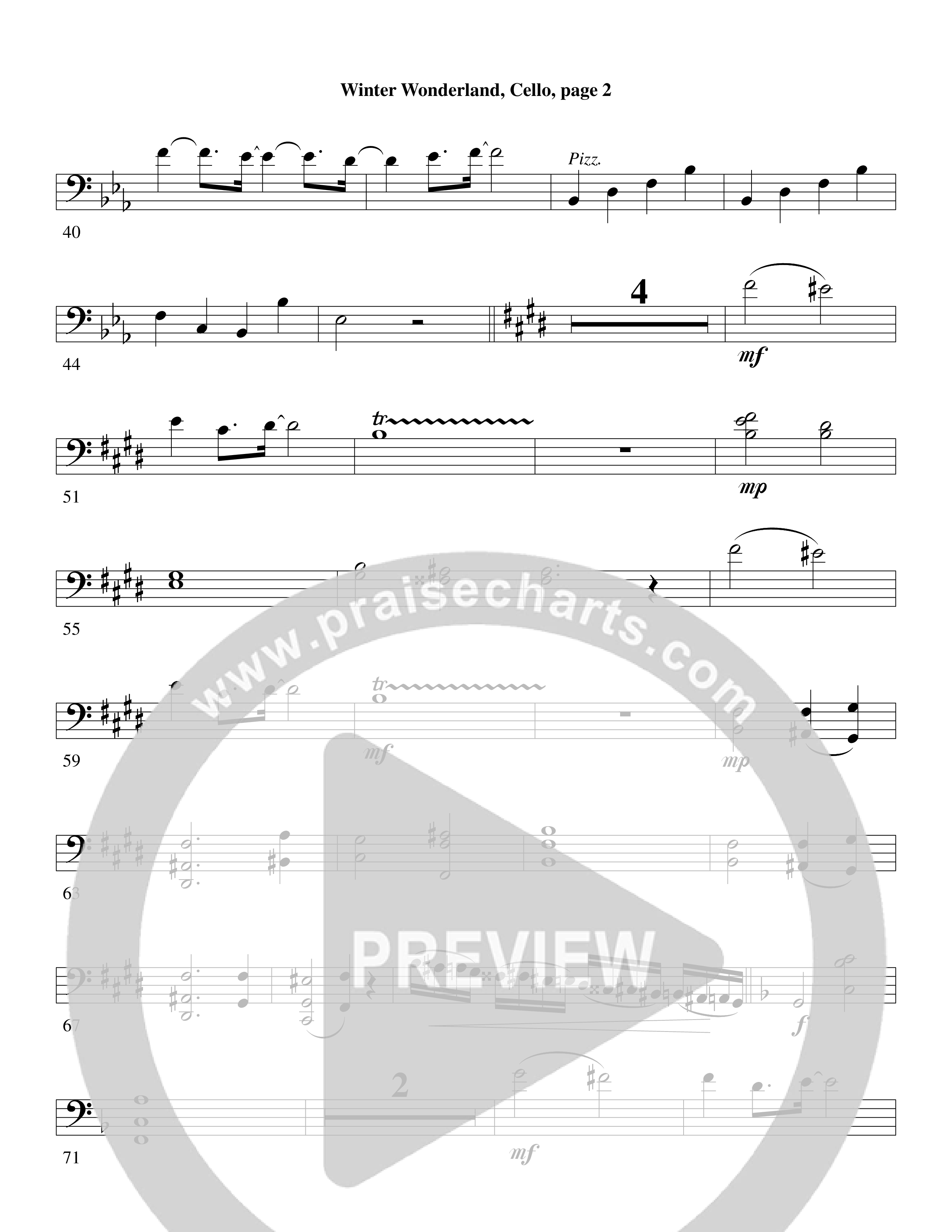 Winter Wonderland (with Let It Snow) (Choral Anthem SATB) Cello (Word Music Choral / Arr. David Clydesdale)