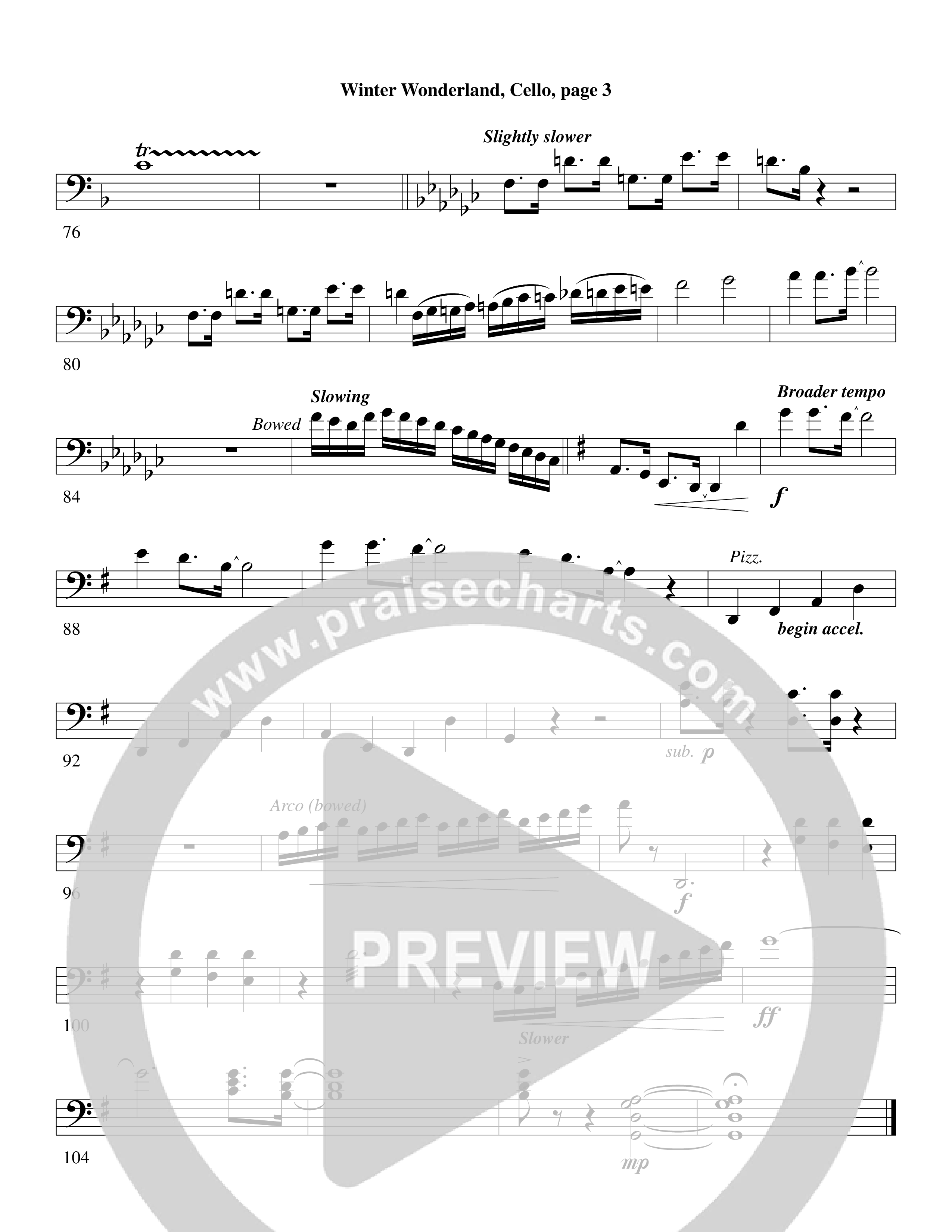 Winter Wonderland (with Let It Snow) (Choral Anthem SATB) Cello (Word Music Choral / Arr. David Clydesdale)