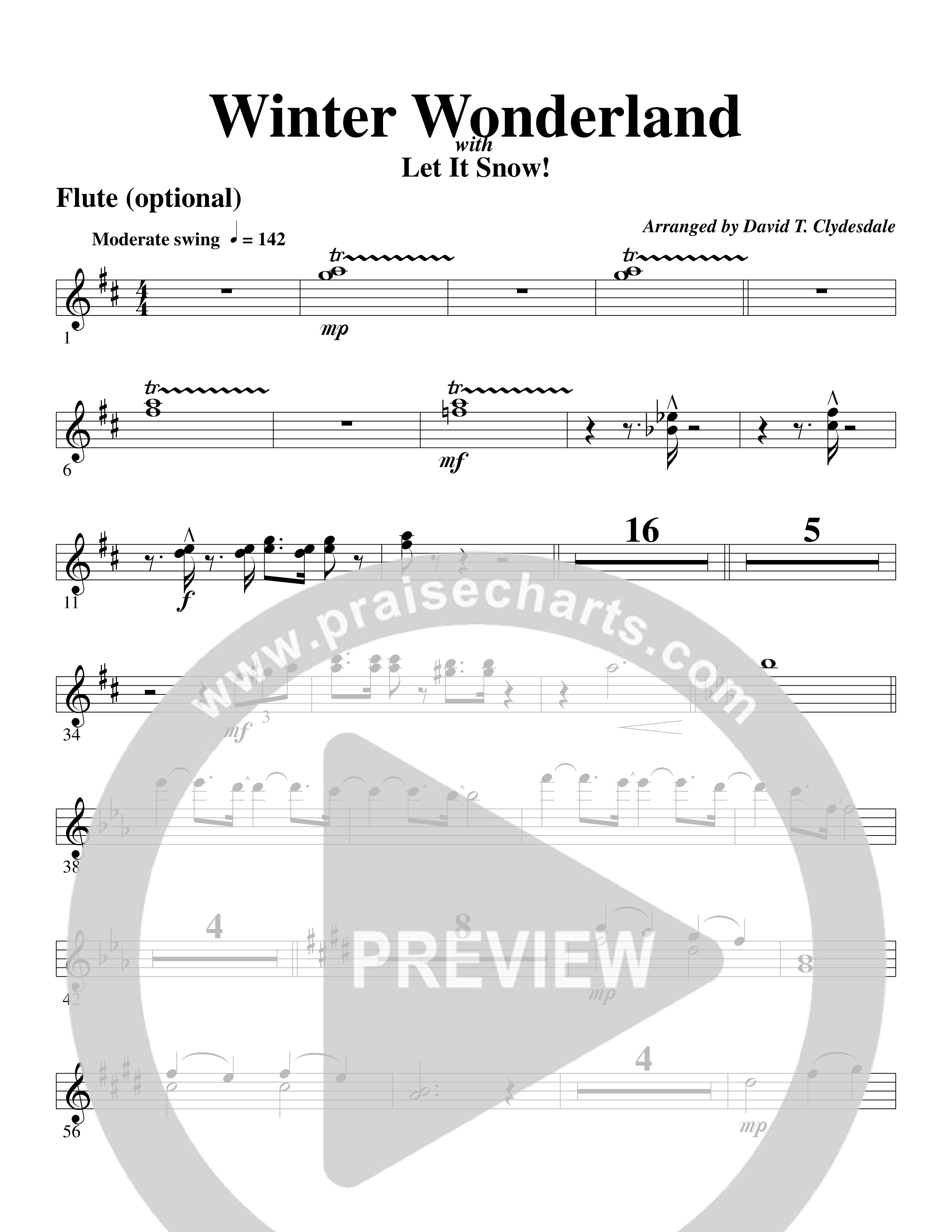 Winter Wonderland (with Let It Snow) (Choral Anthem SATB) Flute (Word Music Choral / Arr. David Clydesdale)