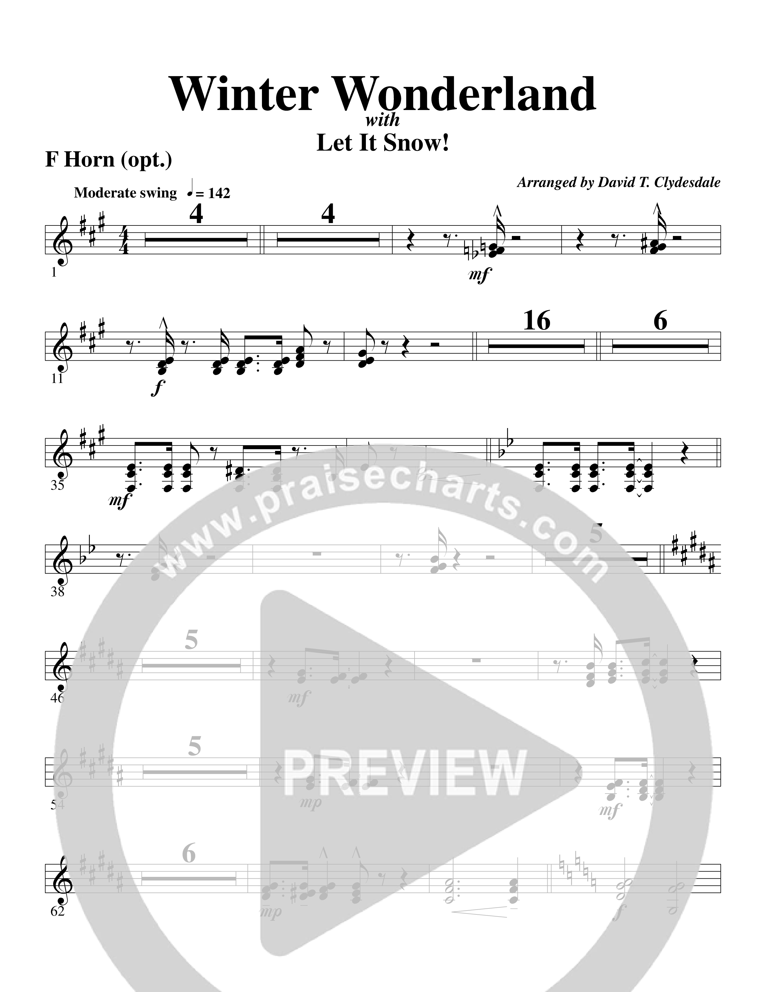 Winter Wonderland (with Let It Snow) (Choral Anthem SATB) French Horn (Word Music Choral / Arr. David Clydesdale)