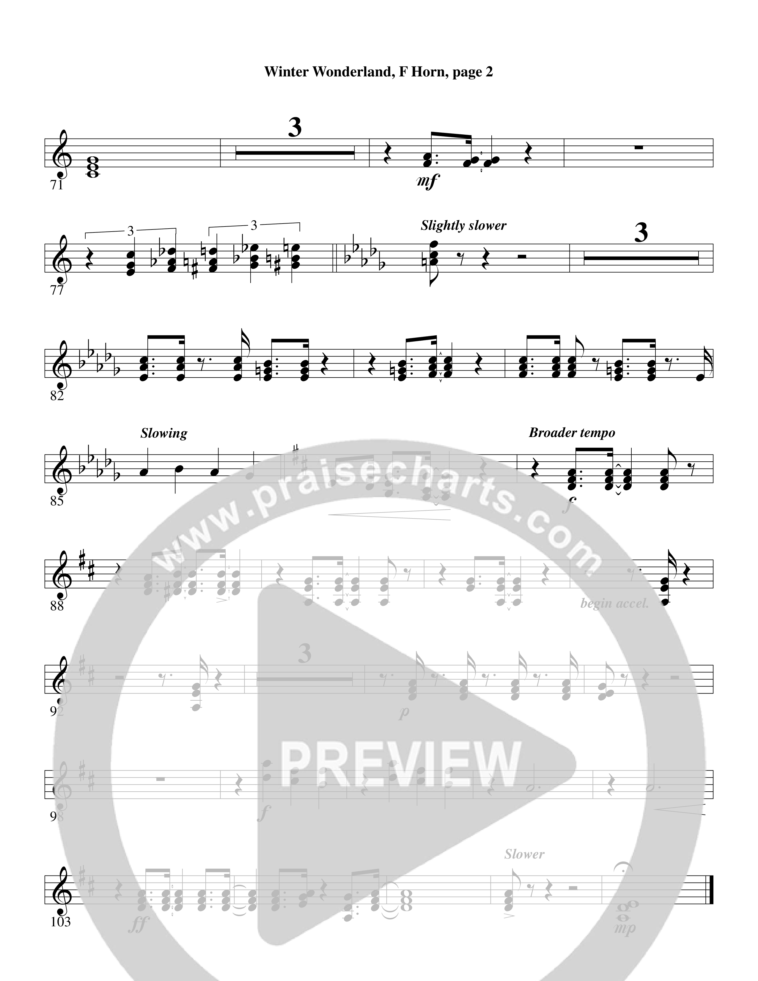 Winter Wonderland (with Let It Snow) (Choral Anthem SATB) French Horn (Word Music Choral / Arr. David Clydesdale)