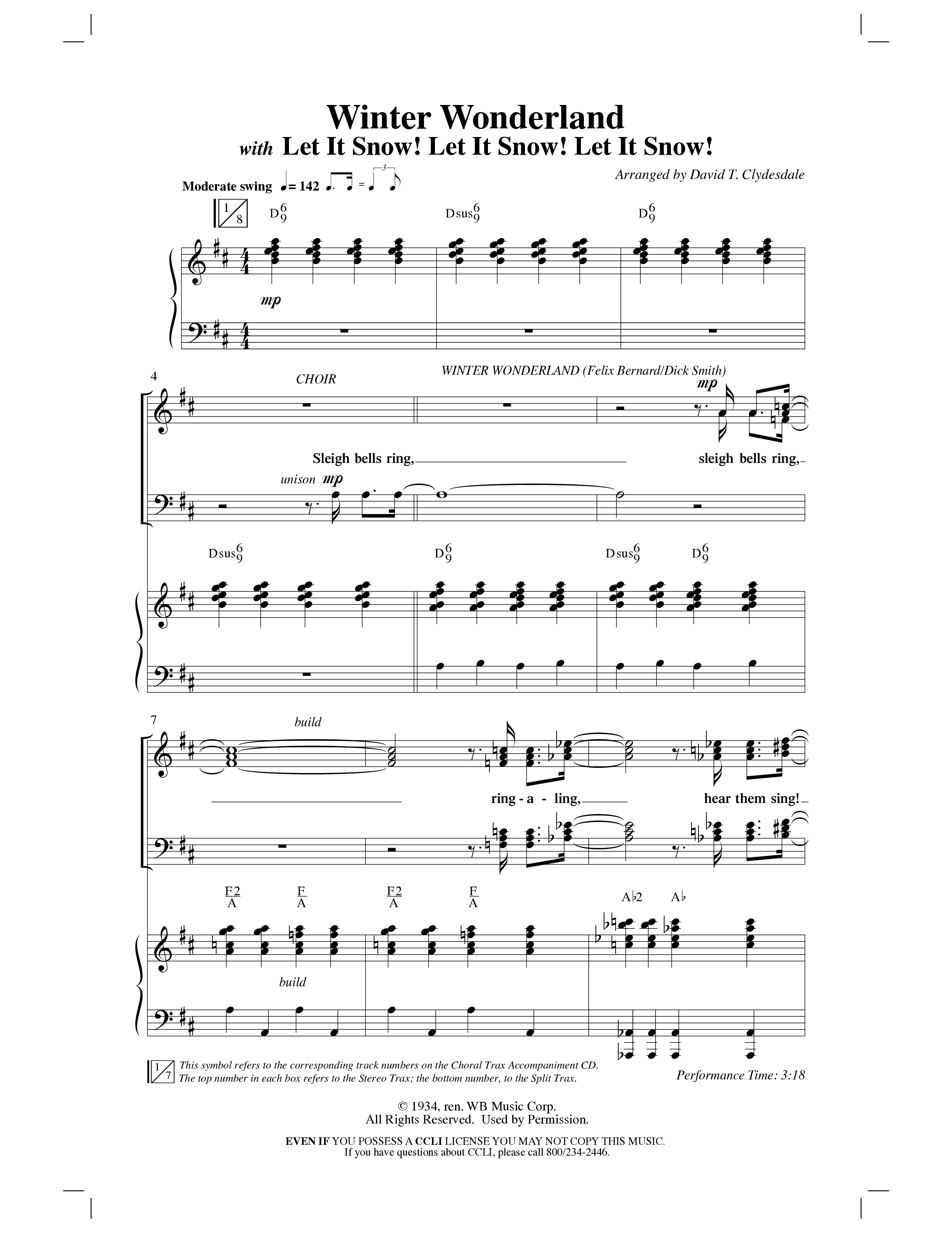 Winter Wonderland (with Let It Snow) (Choral Anthem SATB) Anthem (SATB/Piano) (Word Music Choral / Arr. David Clydesdale)