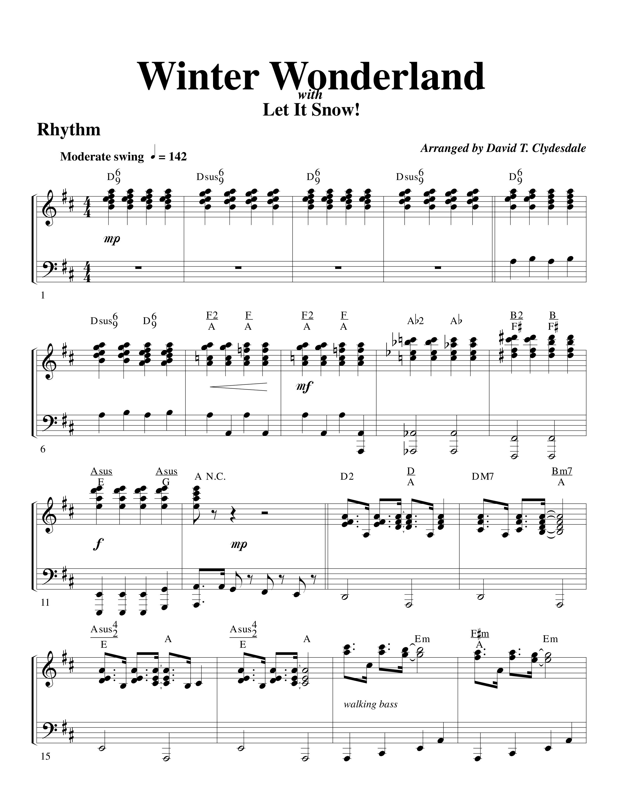Winter Wonderland (with Let It Snow) (Choral Anthem SATB) Rhythm Chart (Word Music Choral / Arr. David Clydesdale)