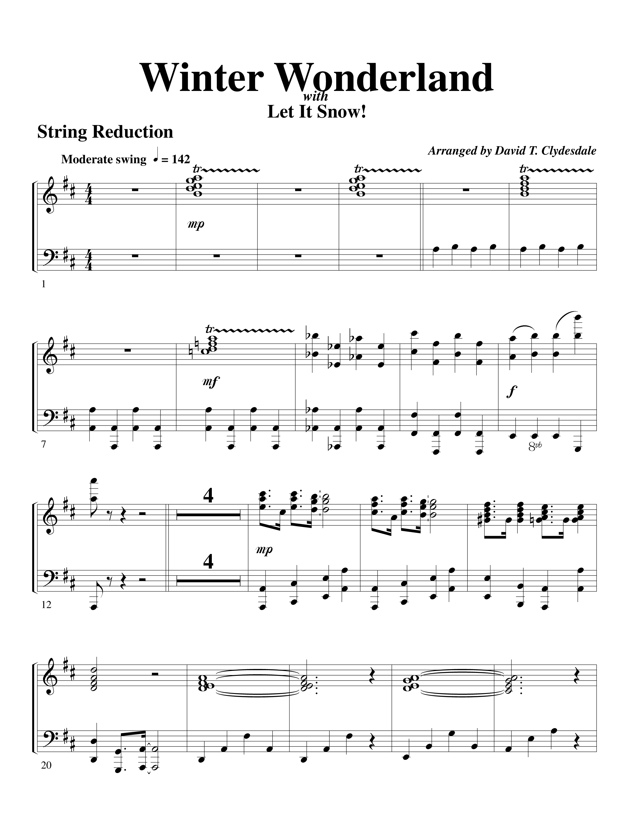 Winter Wonderland (with Let It Snow) (Choral Anthem SATB) String Reduction (Word Music Choral / Arr. David Clydesdale)