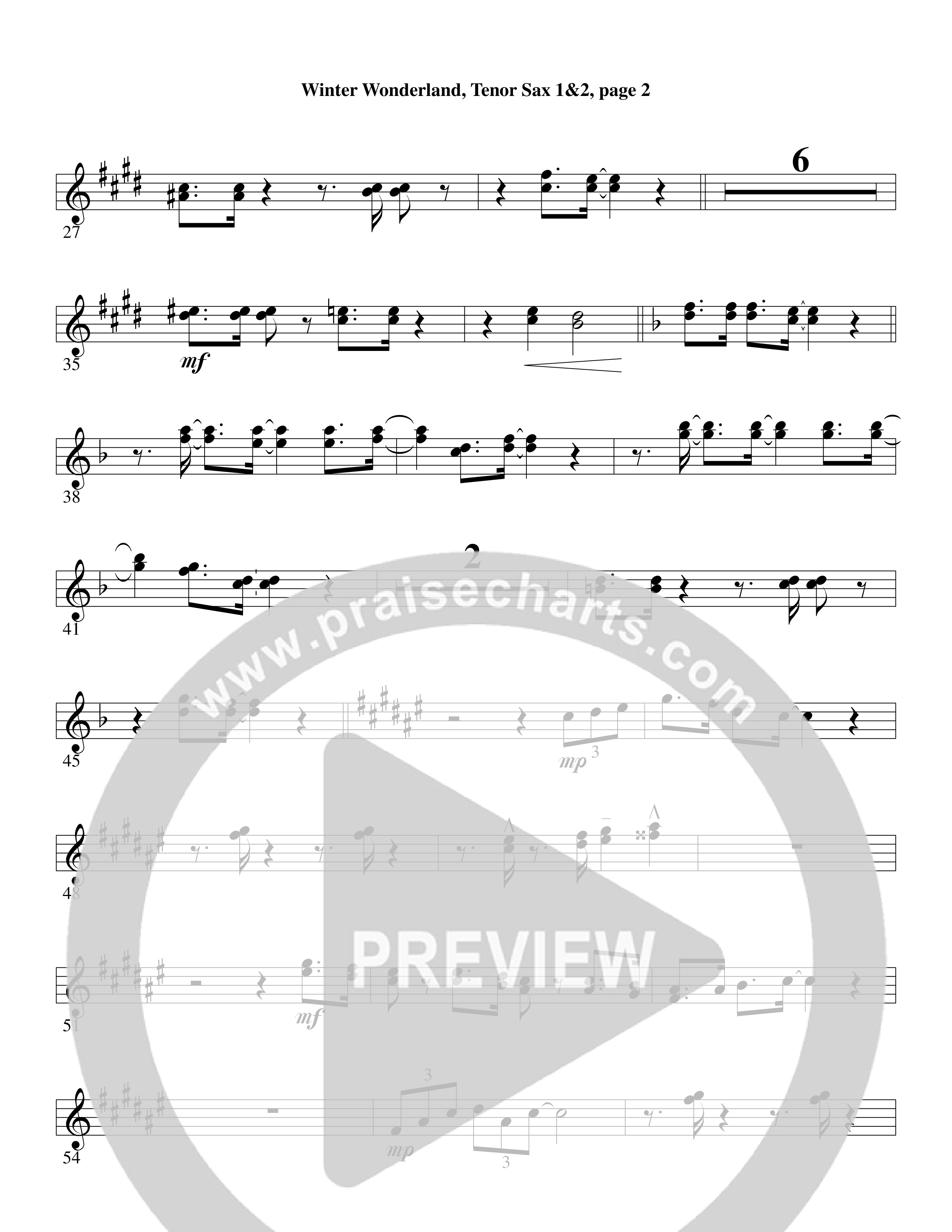 Winter Wonderland (with Let It Snow) (Choral Anthem SATB) Tenor Sax 1/2 (Word Music Choral / Arr. David Clydesdale)