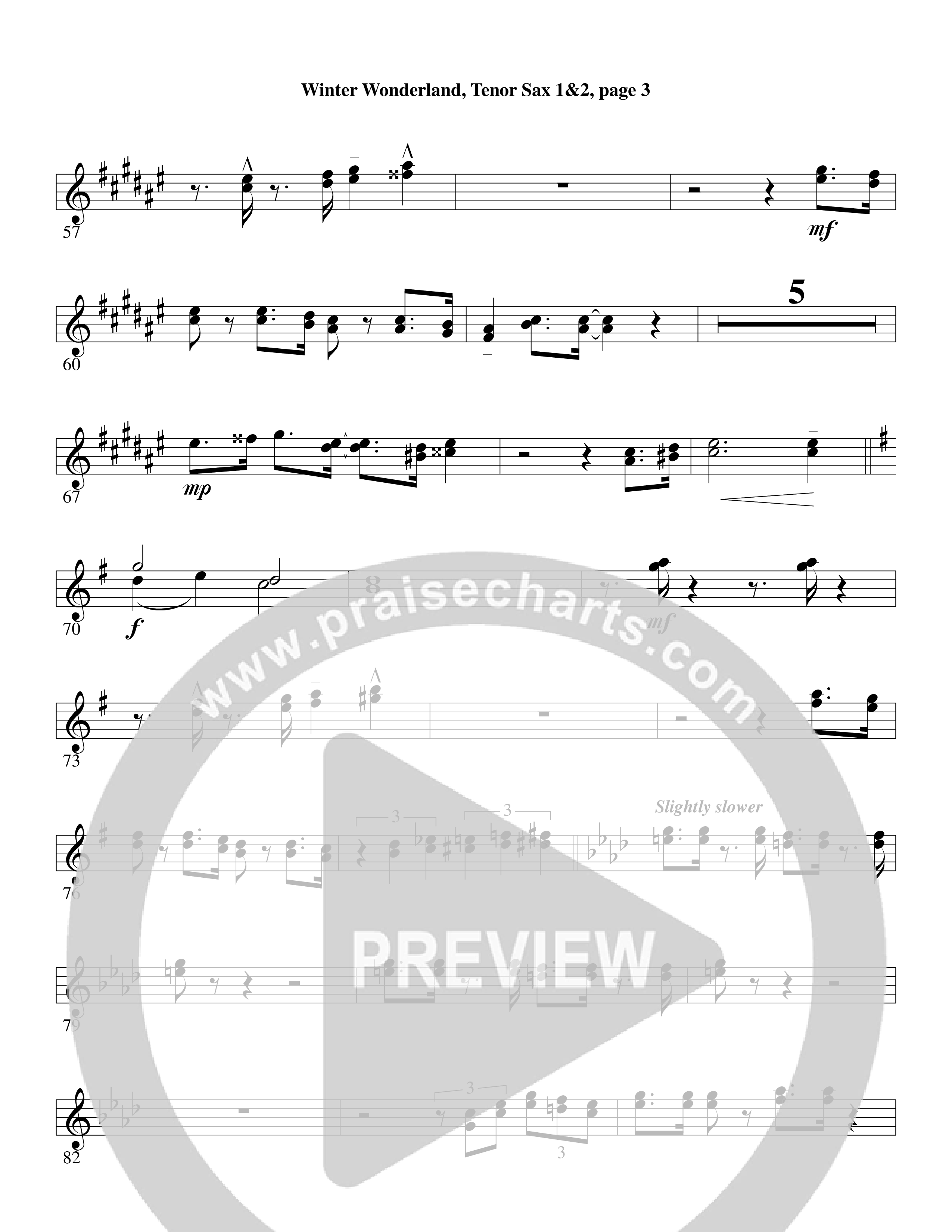 Winter Wonderland (with Let It Snow) (Choral Anthem SATB) Tenor Sax 1/2 (Word Music Choral / Arr. David Clydesdale)