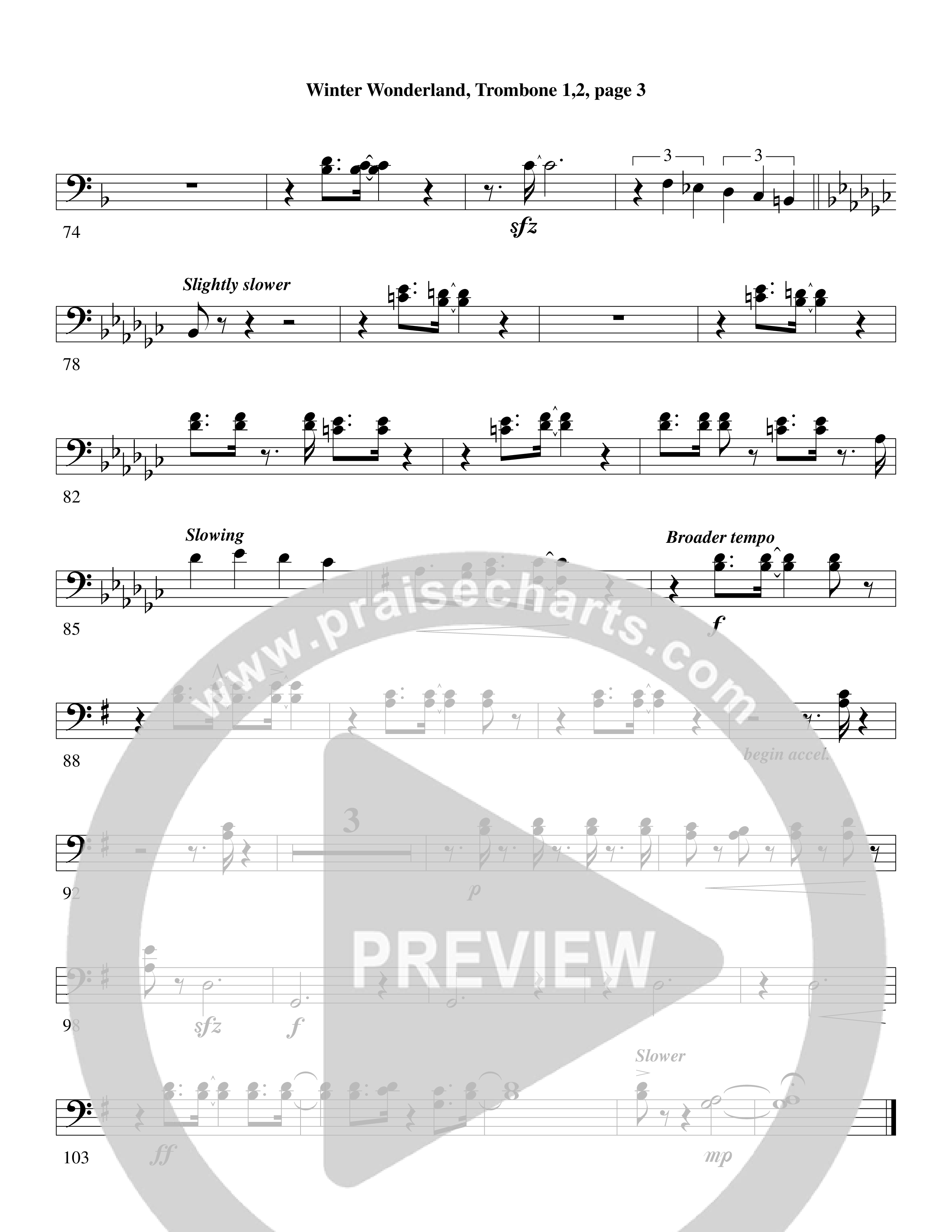 Winter Wonderland (with Let It Snow) (Choral Anthem SATB) Trombone 1/2/3 (Word Music Choral / Arr. David Clydesdale)