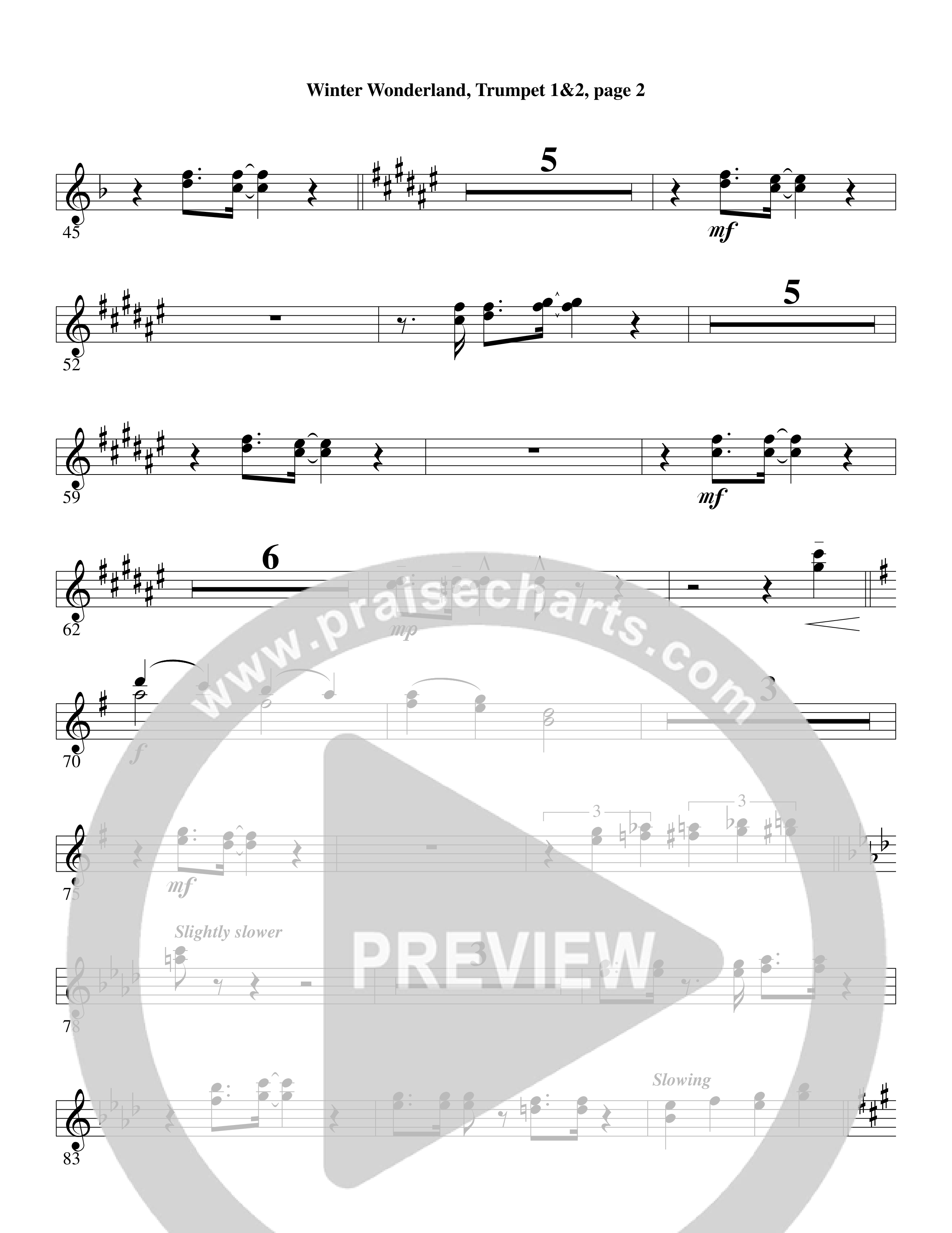 Winter Wonderland (with Let It Snow) (Choral Anthem SATB) Trumpet 1,2 (Word Music Choral / Arr. David Clydesdale)