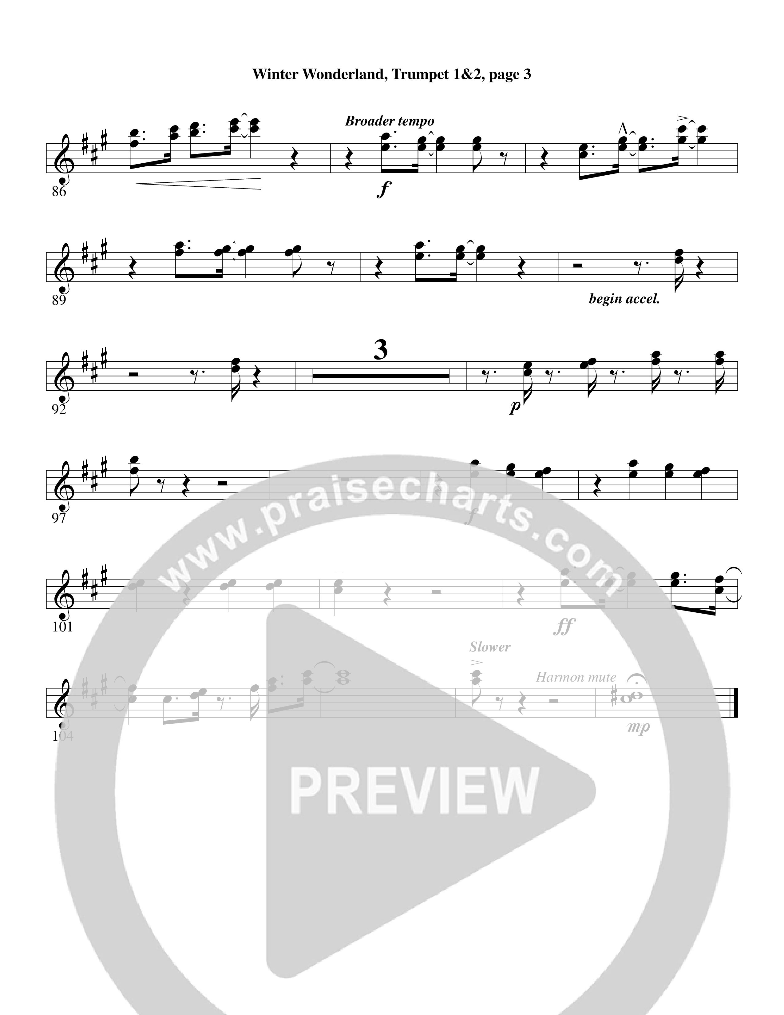 Winter Wonderland (with Let It Snow) (Choral Anthem SATB) Trumpet 1,2 (Word Music Choral / Arr. David Clydesdale)