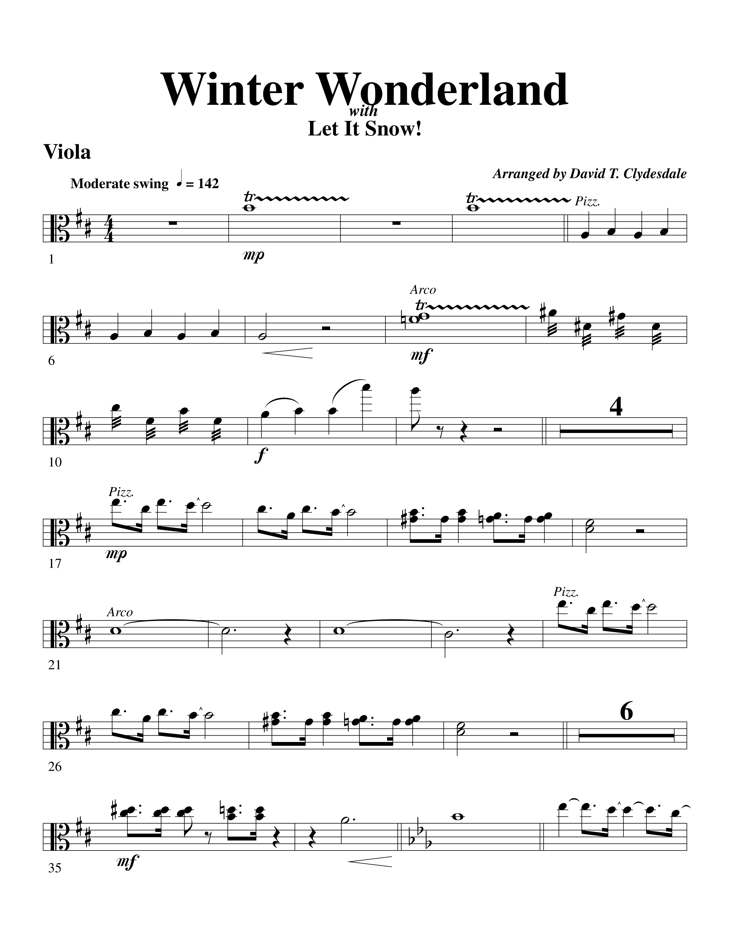 Winter Wonderland (with Let It Snow) (Choral Anthem SATB) Viola (Word Music Choral / Arr. David Clydesdale)