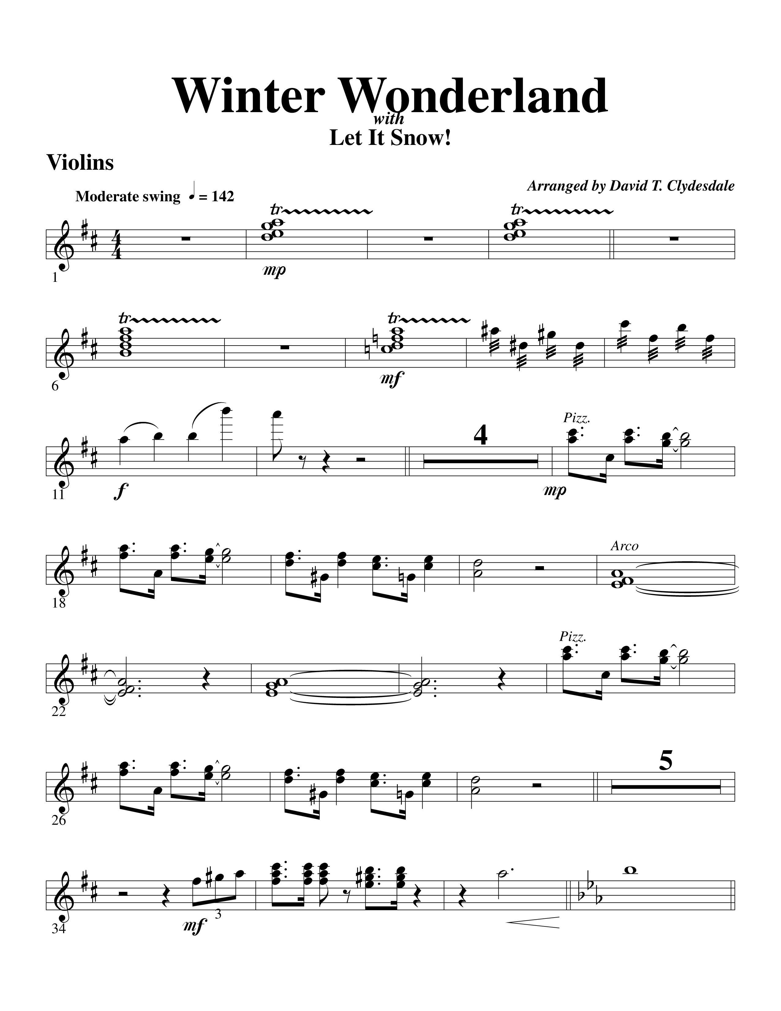 Winter Wonderland (with Let It Snow) (Choral Anthem SATB) Violins (Word Music Choral / Arr. David Clydesdale)