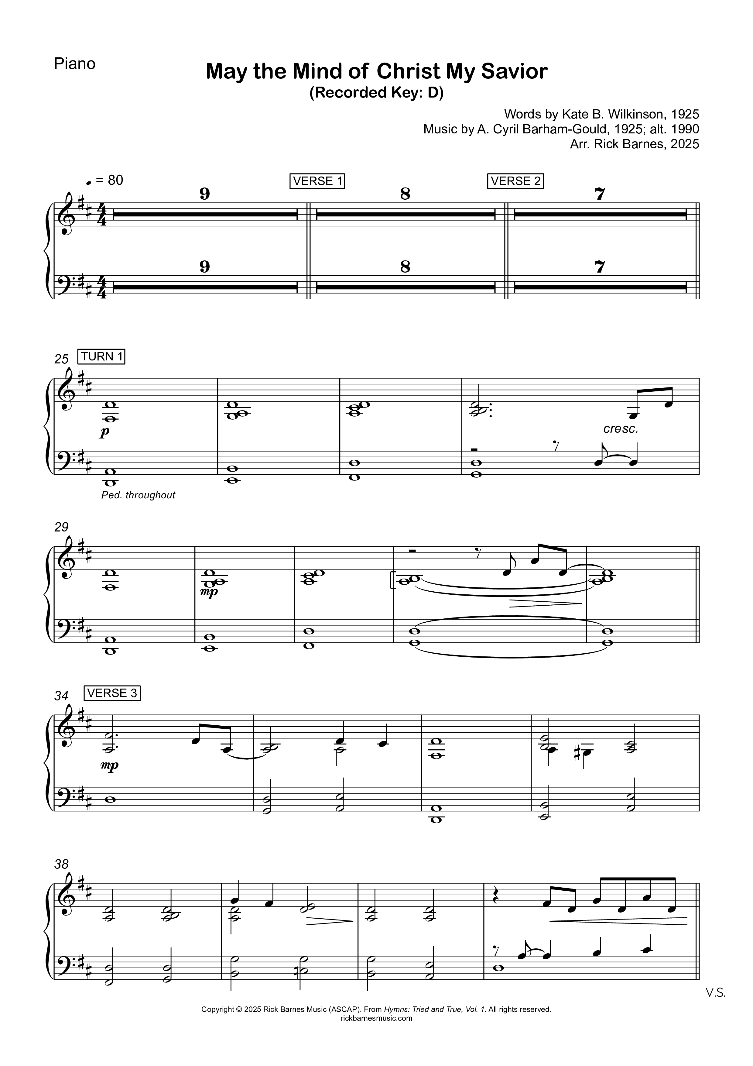May The Mind Of Christ My Savior Piano Sheet (Rick Barnes)