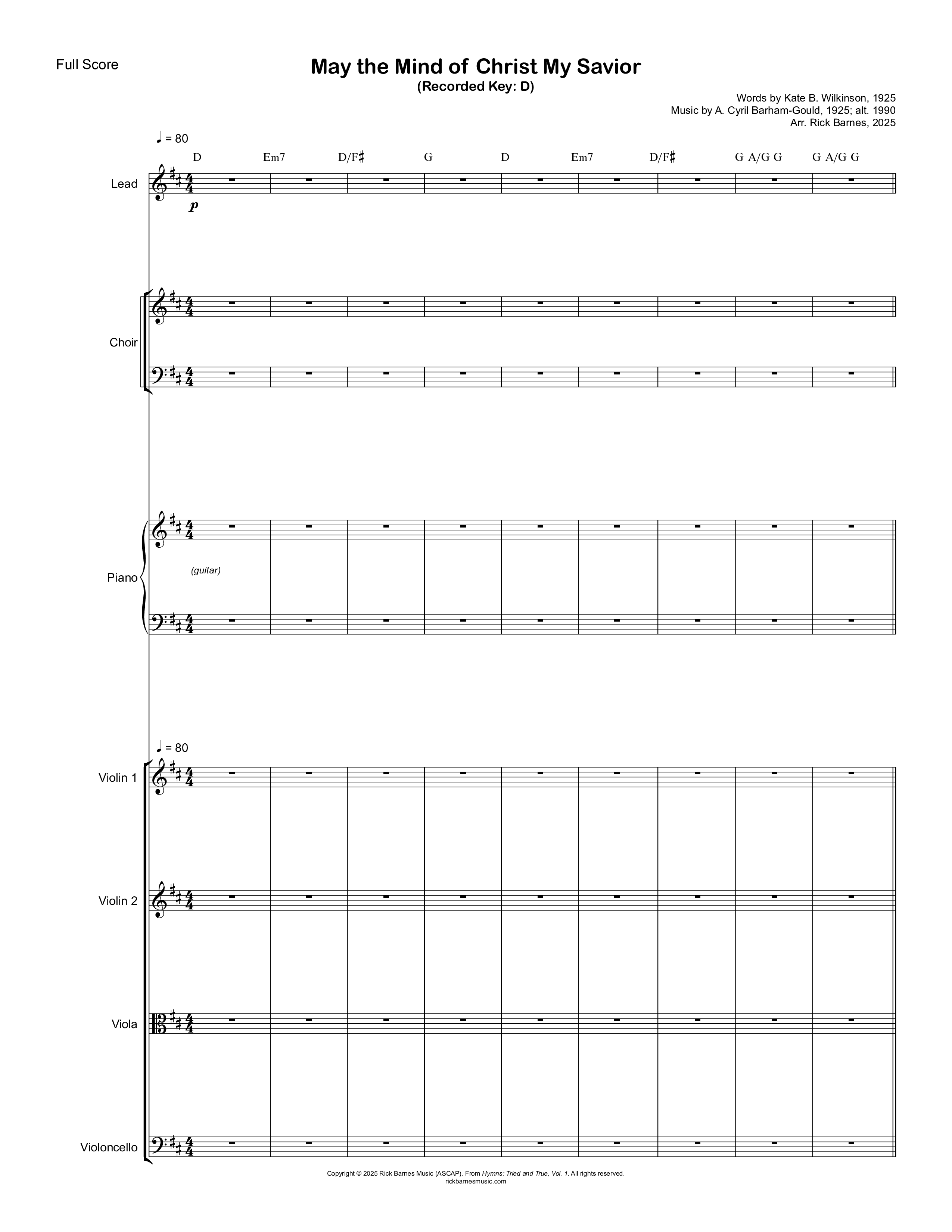 May The Mind Of Christ My Savior Orchestration (Rick Barnes)