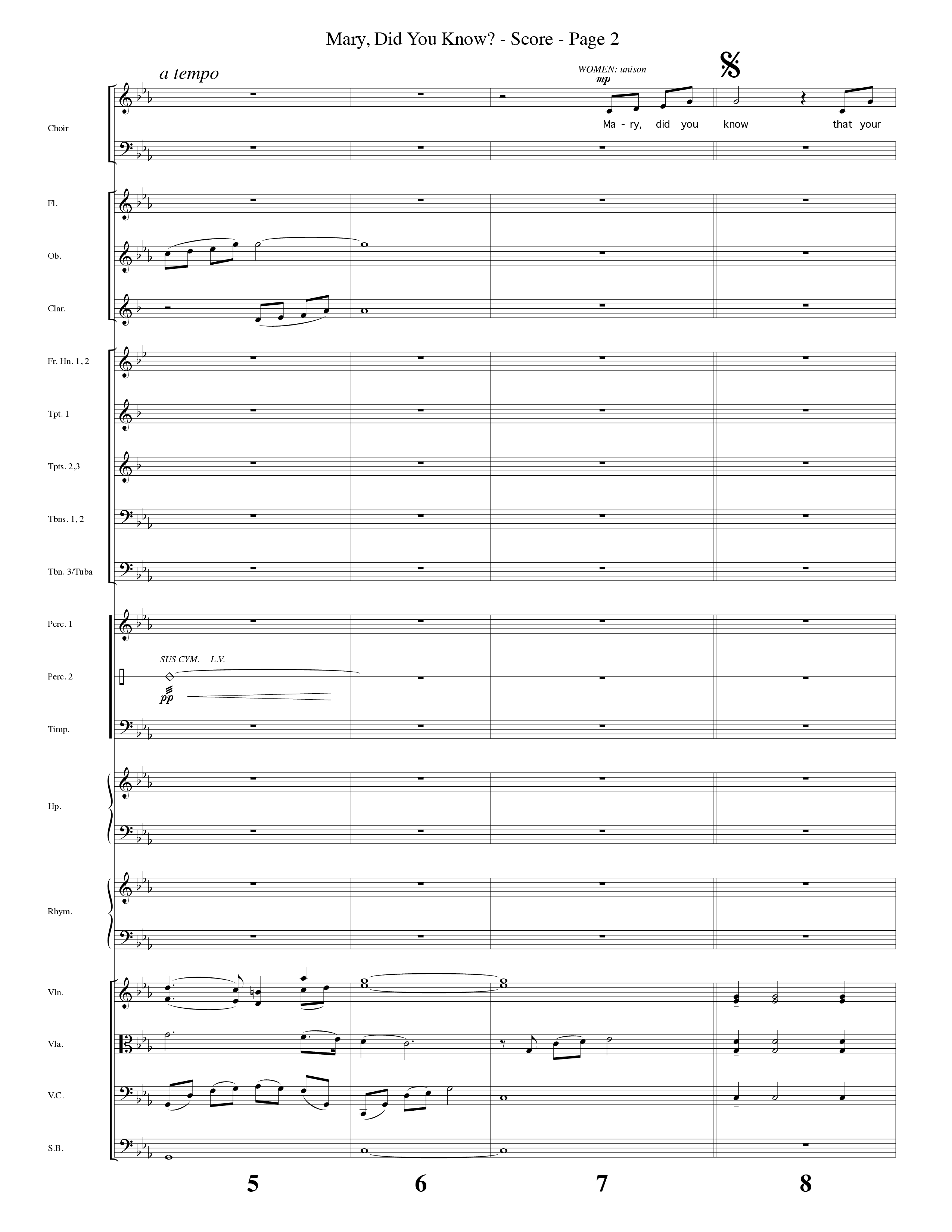 Mary Did You Know (Choral Anthem SATB) Orchestration (Word Music Choral / Arr. Bruce Greer)