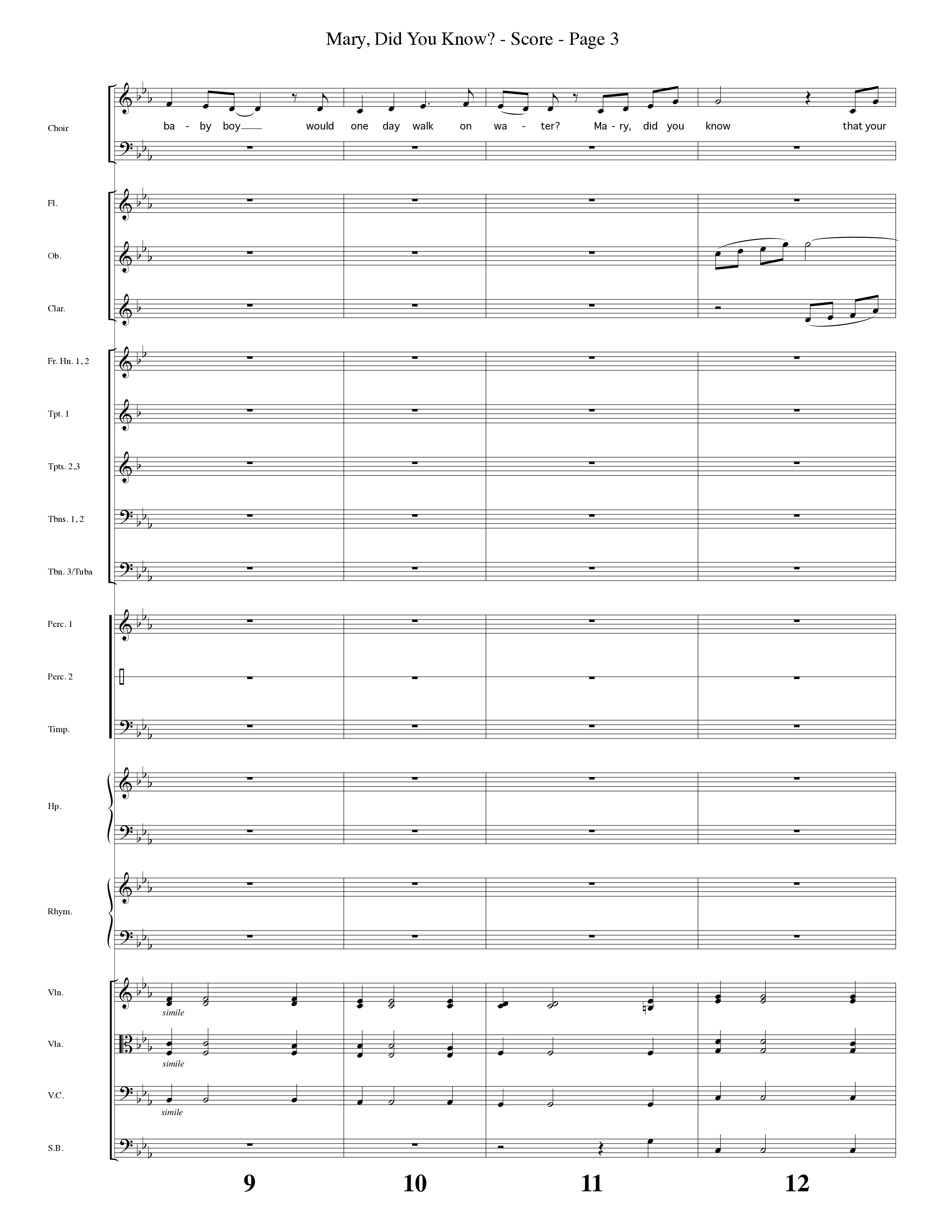 Mary Did You Know (Choral Anthem SATB) Orchestration (Word Music Choral / Arr. Bruce Greer)