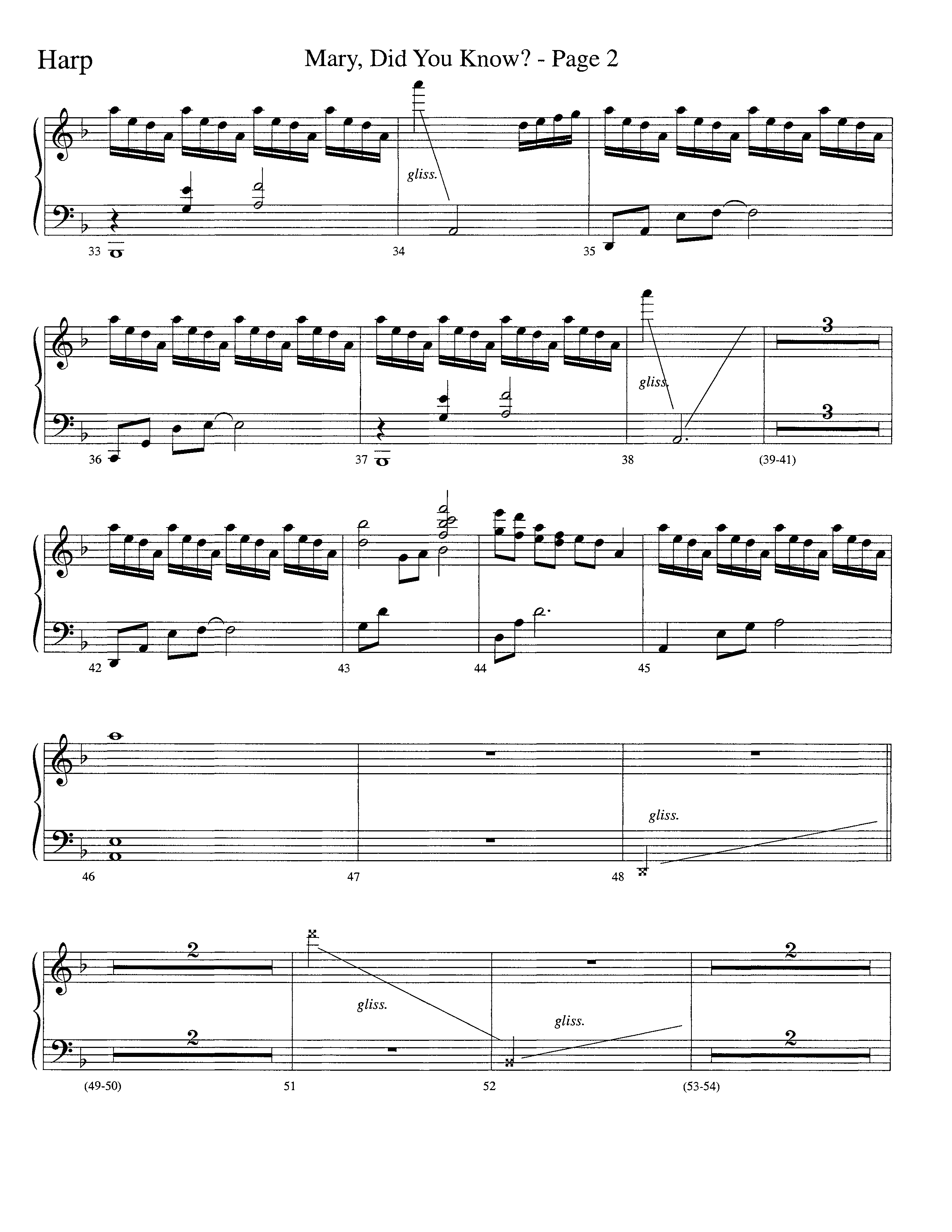 Mary Did You Know (Choral Anthem SATB) Harp (Word Music Choral / Arr. Bruce Greer)