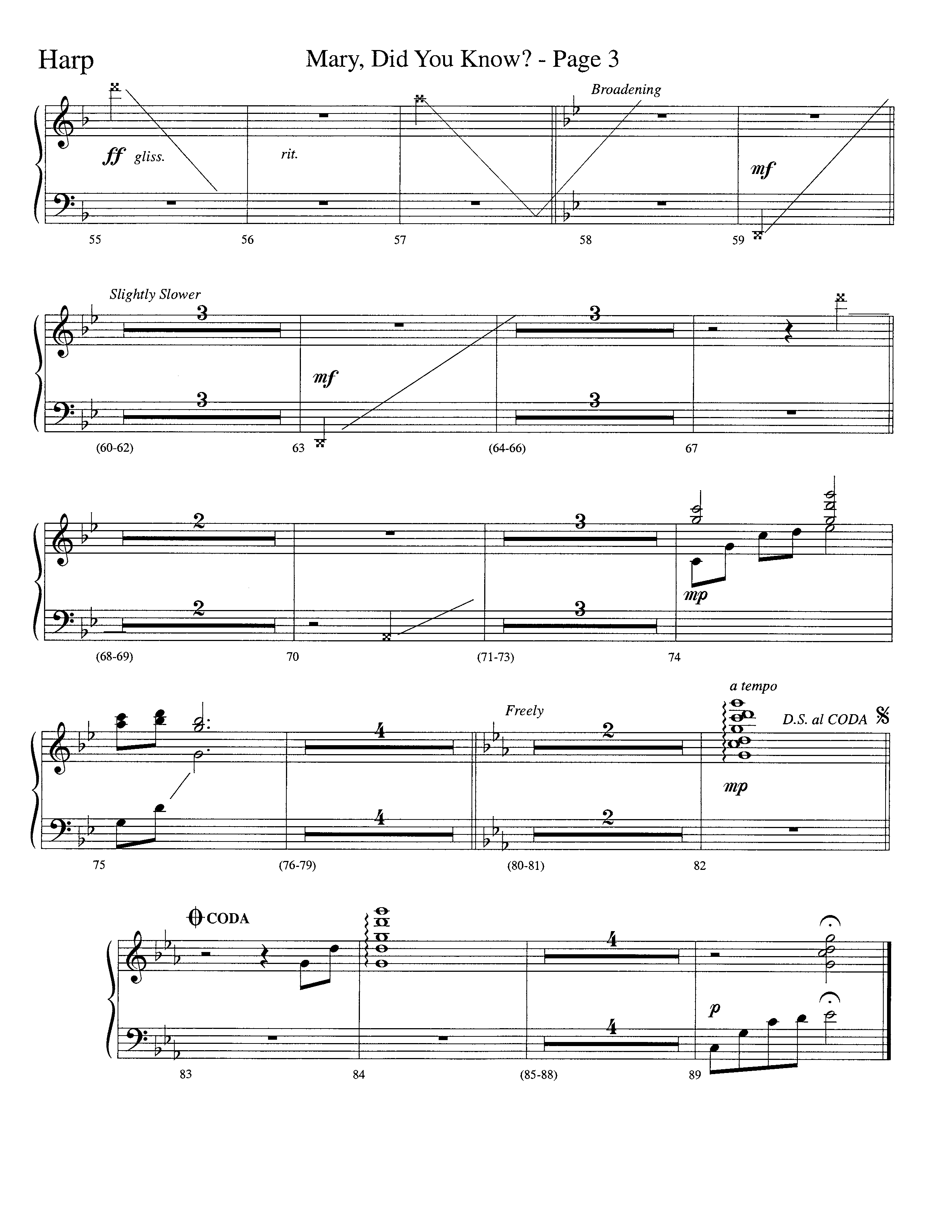 Mary Did You Know (Choral Anthem SATB) Harp (Word Music Choral / Arr. Bruce Greer)