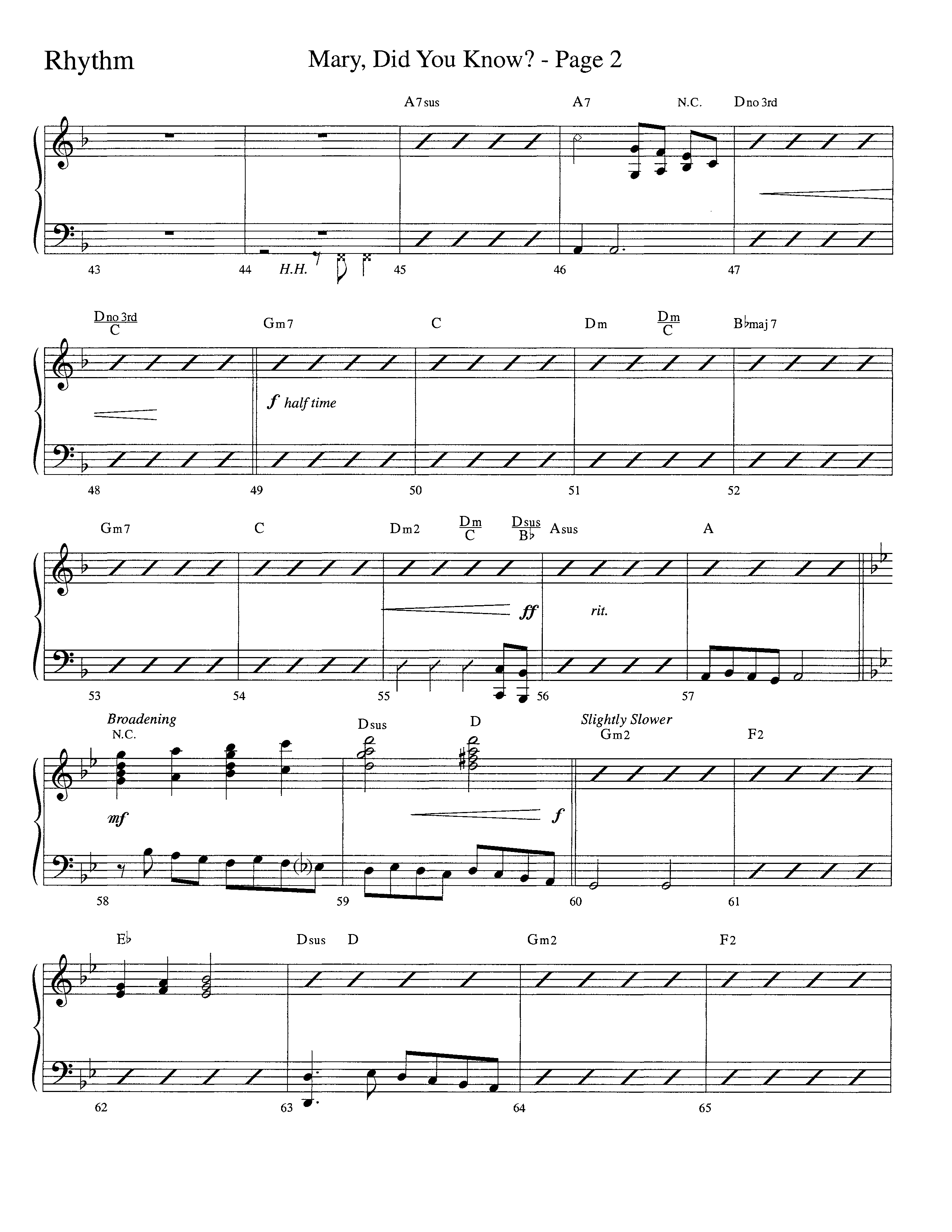Mary Did You Know (Choral Anthem SATB) Rhythm Chart (Word Music Choral / Arr. Bruce Greer)