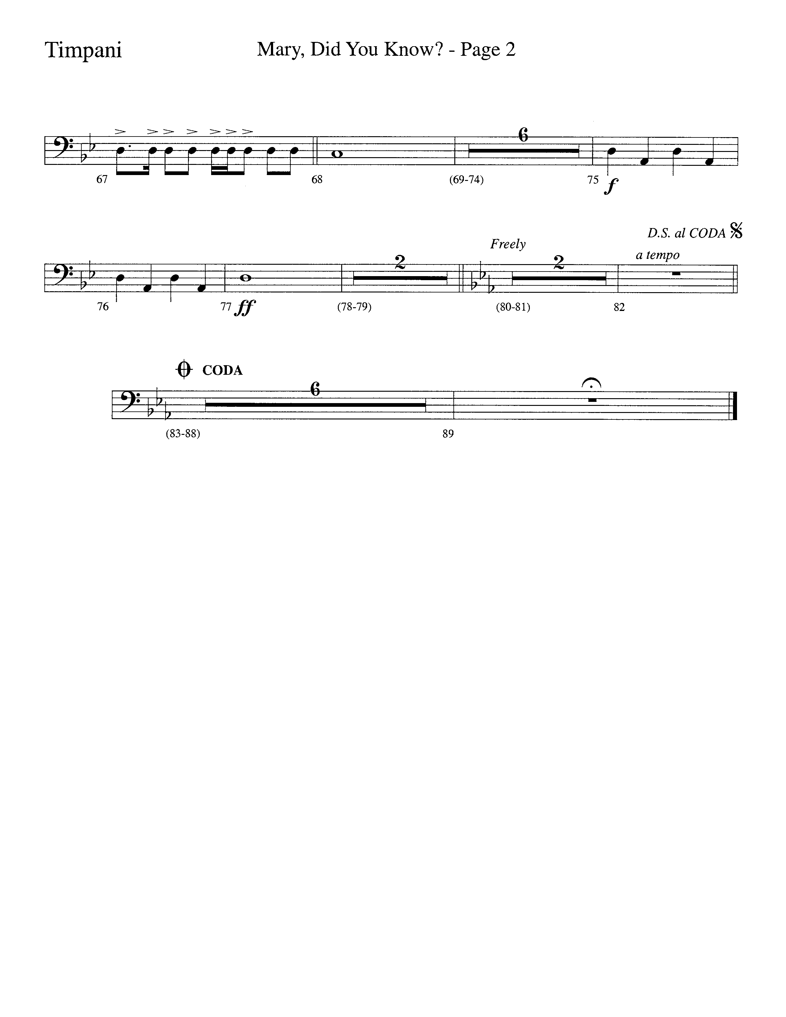 Mary Did You Know (Choral Anthem SATB) Timpani (Word Music Choral / Arr. Bruce Greer)