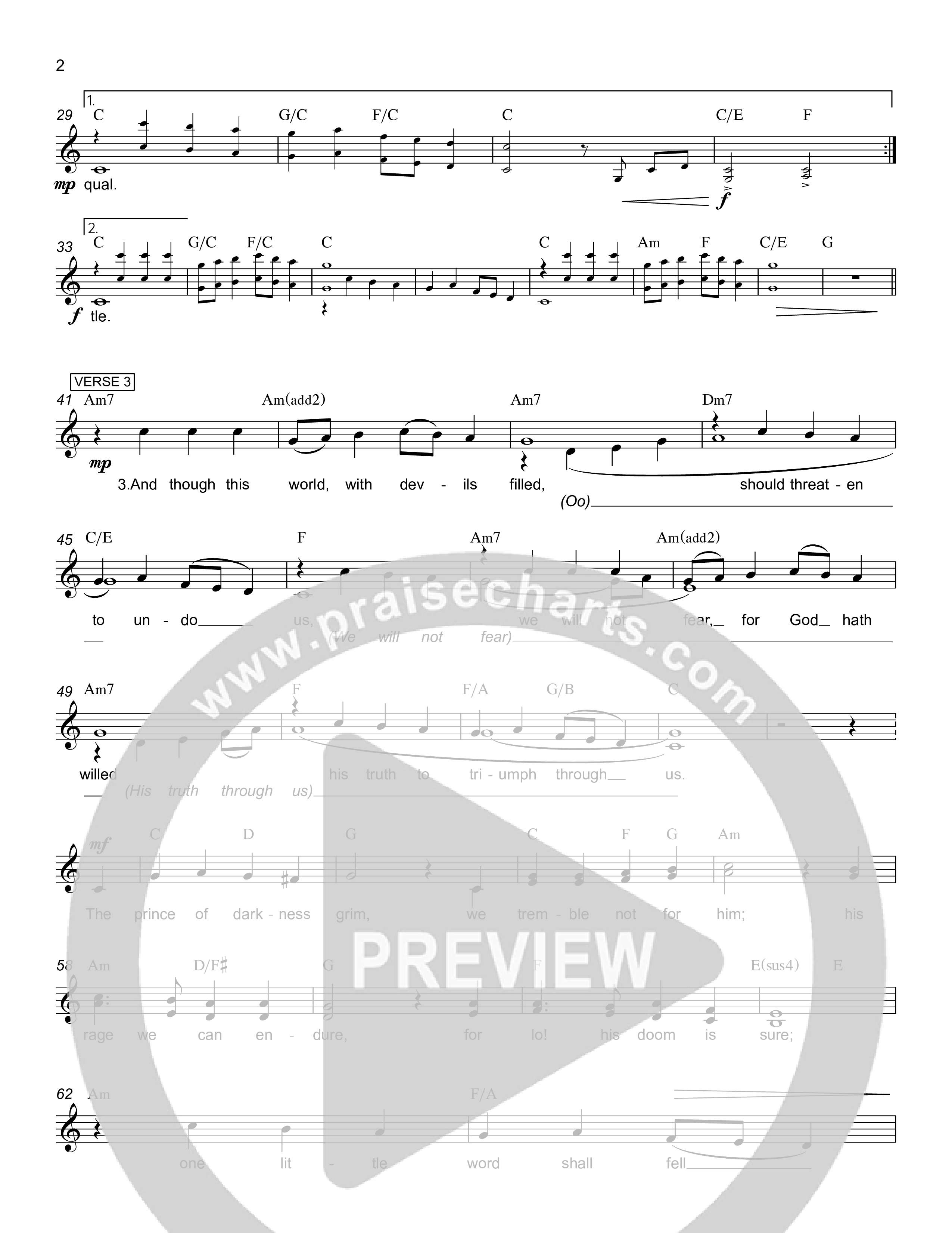 A Mighty Fortress Lead Sheet (SAT) (Rick Barnes)