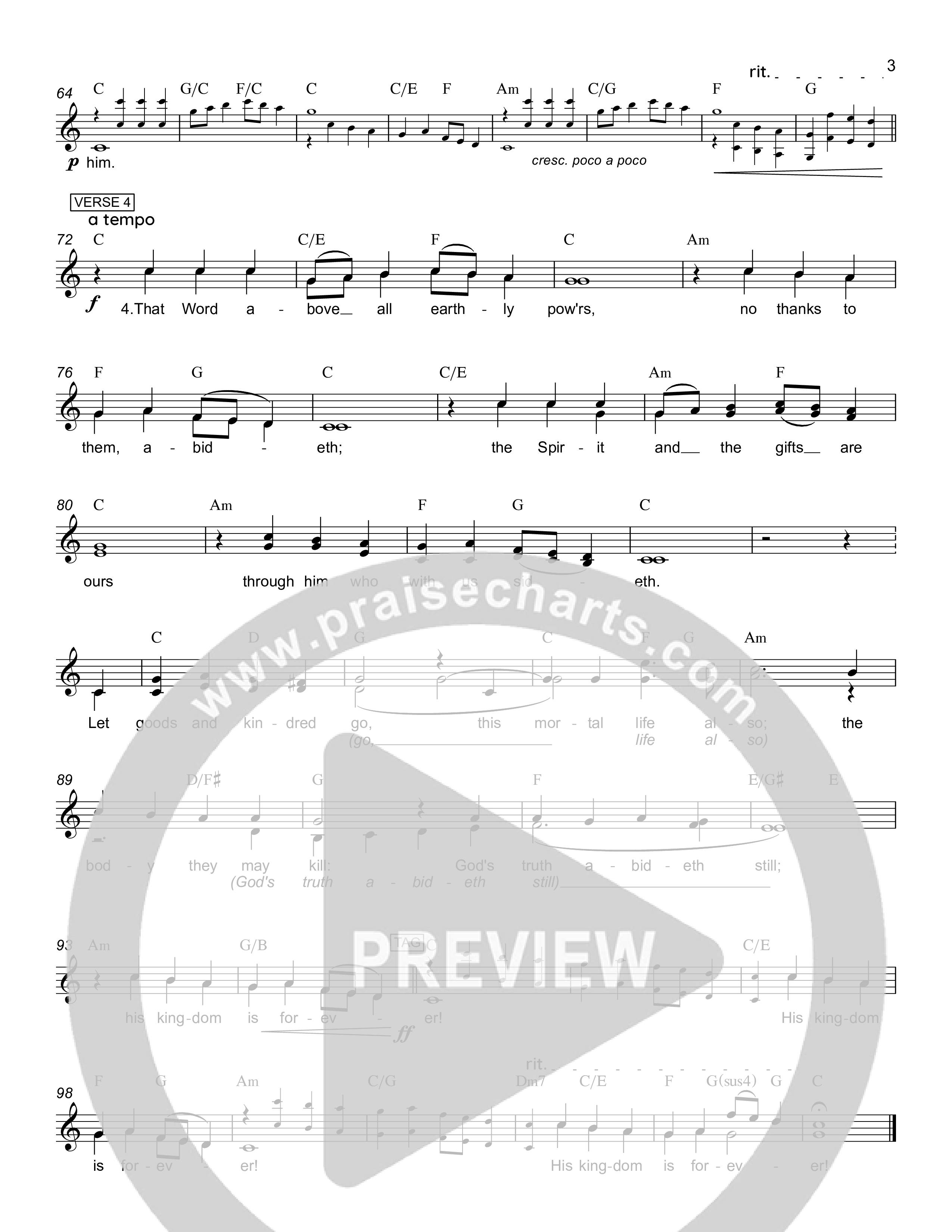 A Mighty Fortress Lead Sheet (SAT) (Rick Barnes)