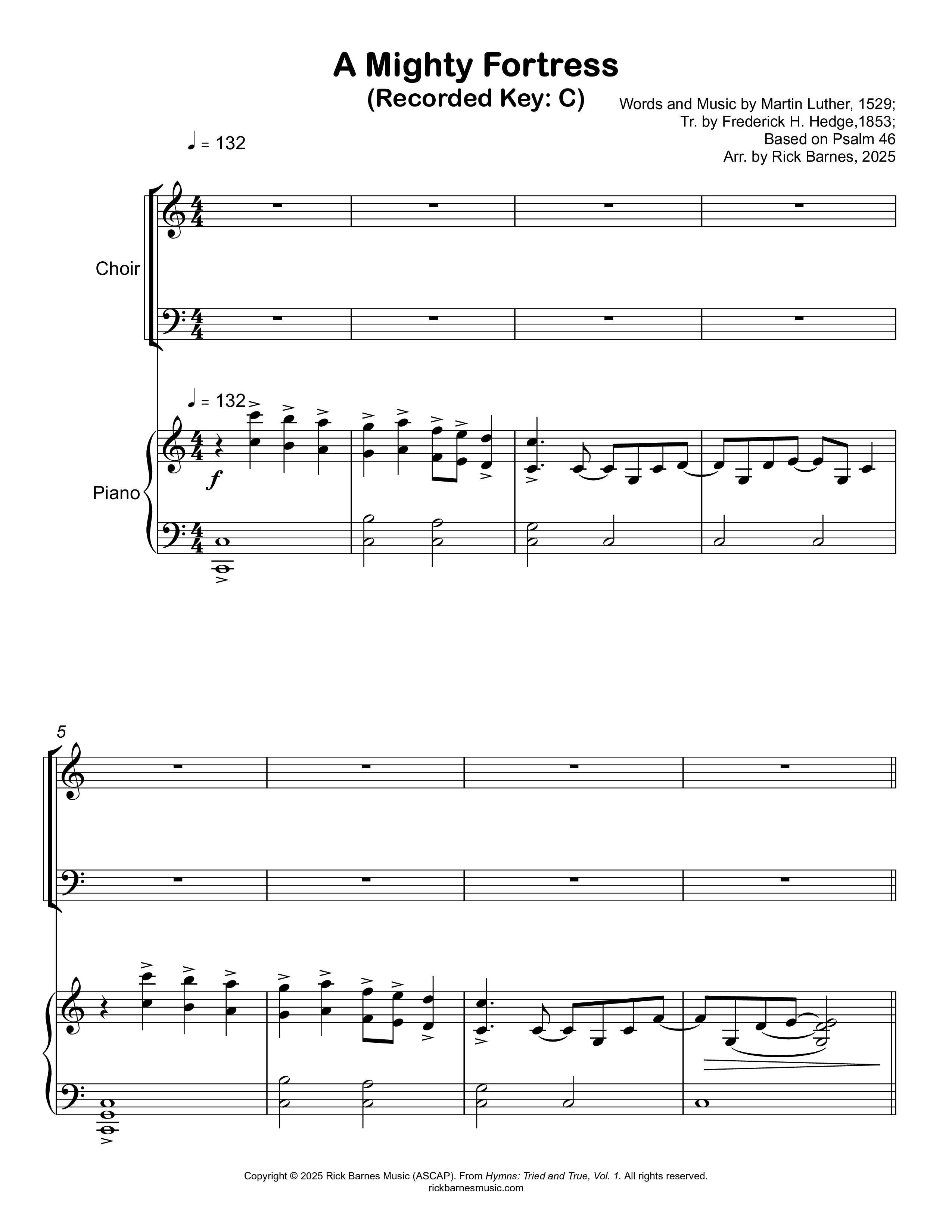 A Mighty Fortress Piano/Vocal Pack (Rick Barnes)