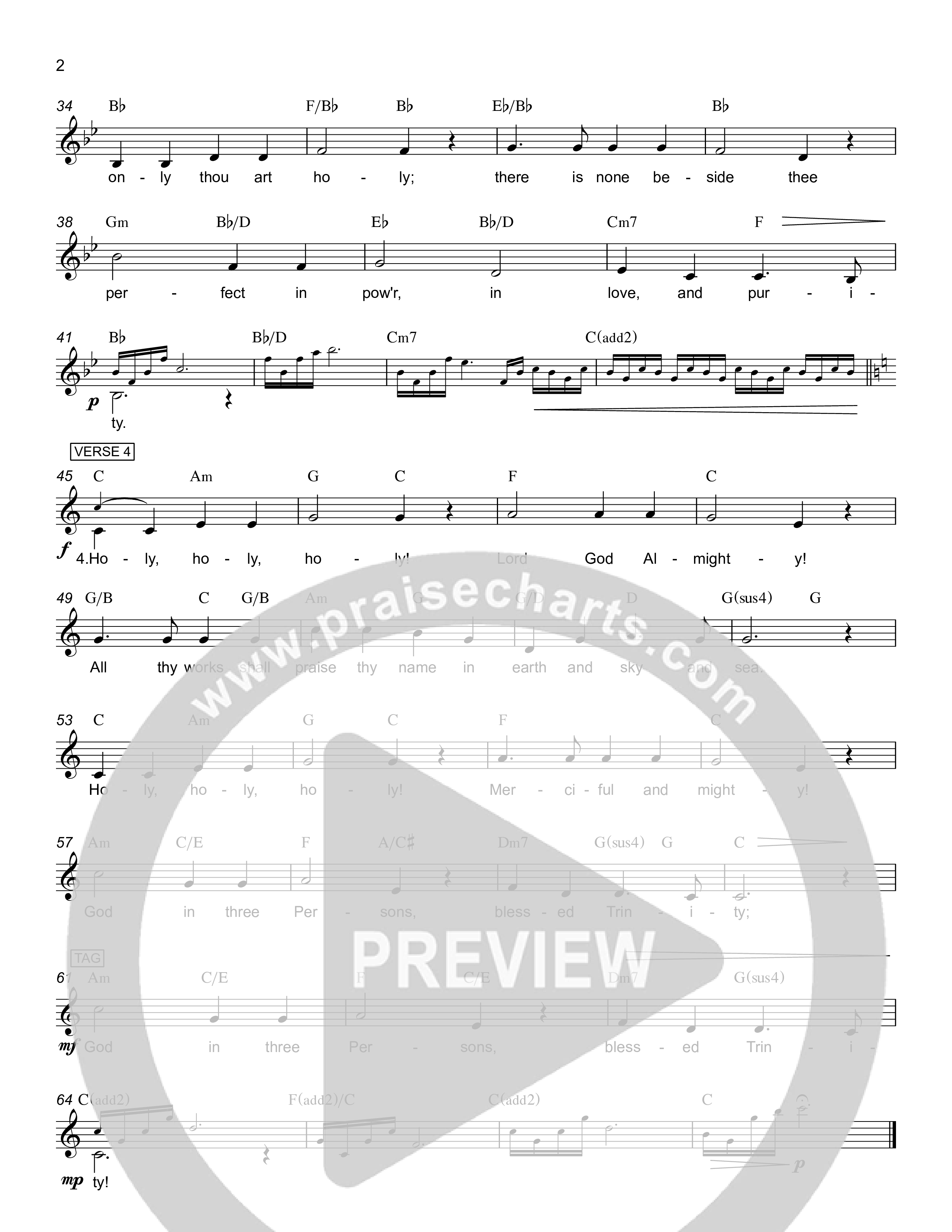 Holy Holy Holy Lead Sheet Melody (Rick Barnes)