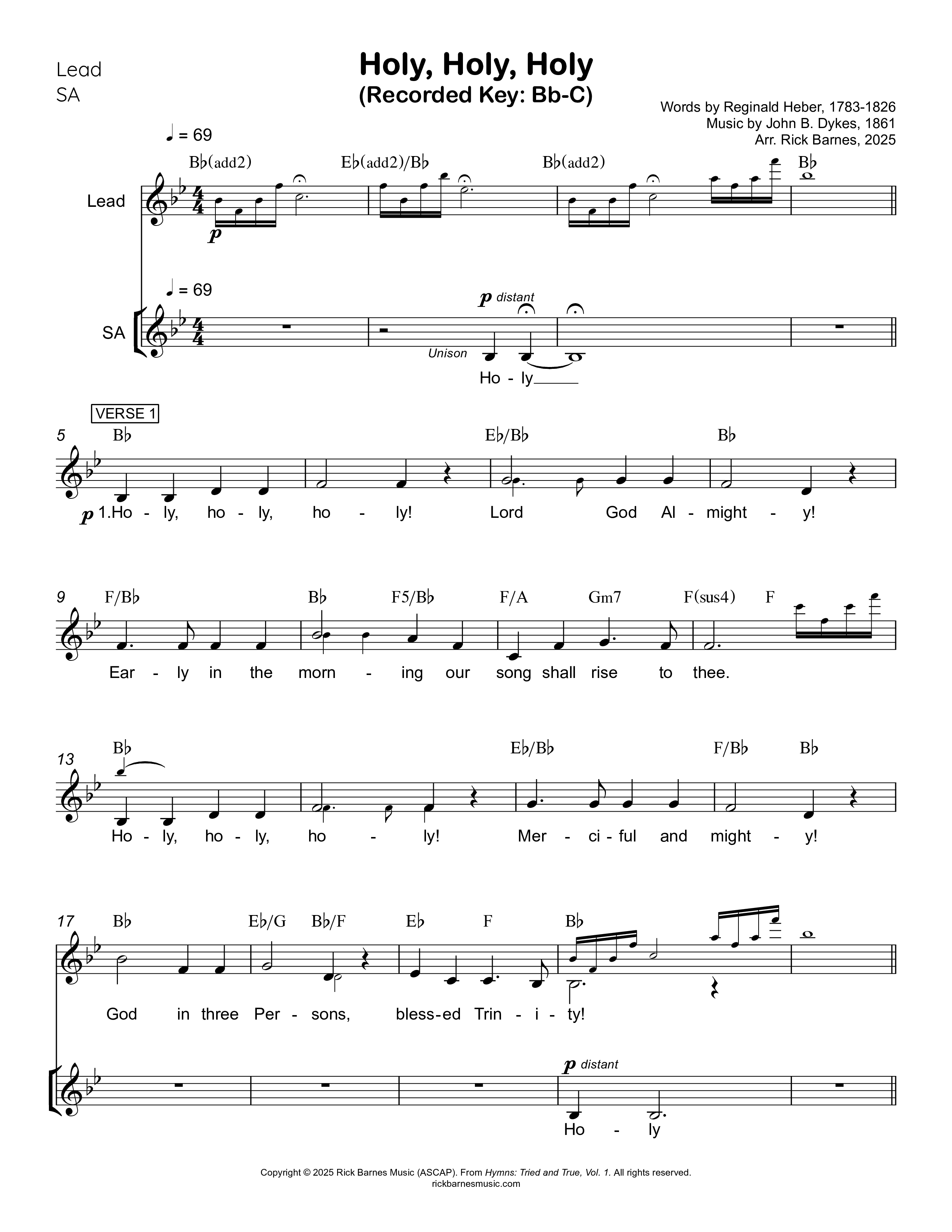 Holy Holy Holy Lead Sheet (SAT) (Rick Barnes)