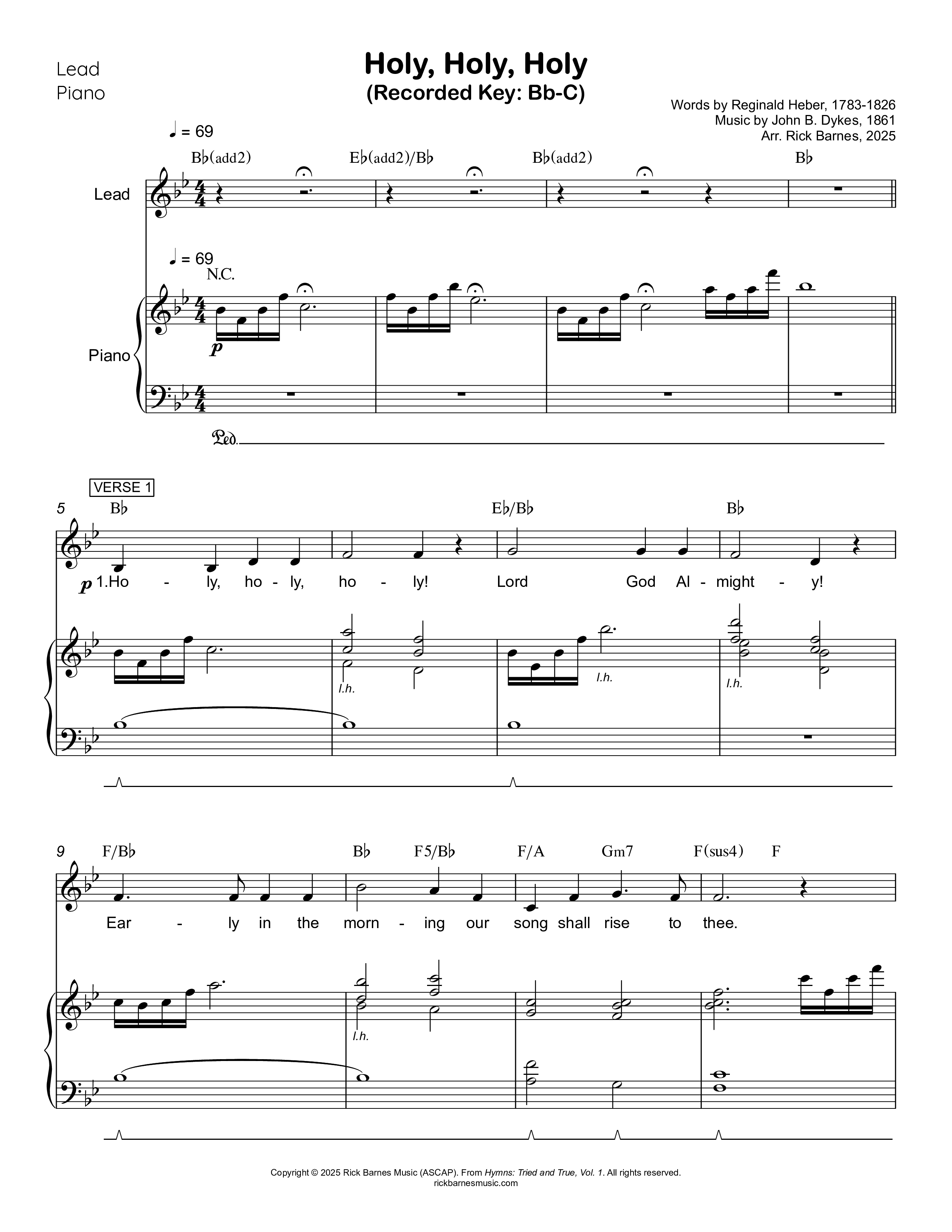 Holy Holy Holy Piano/Melody (Rick Barnes)