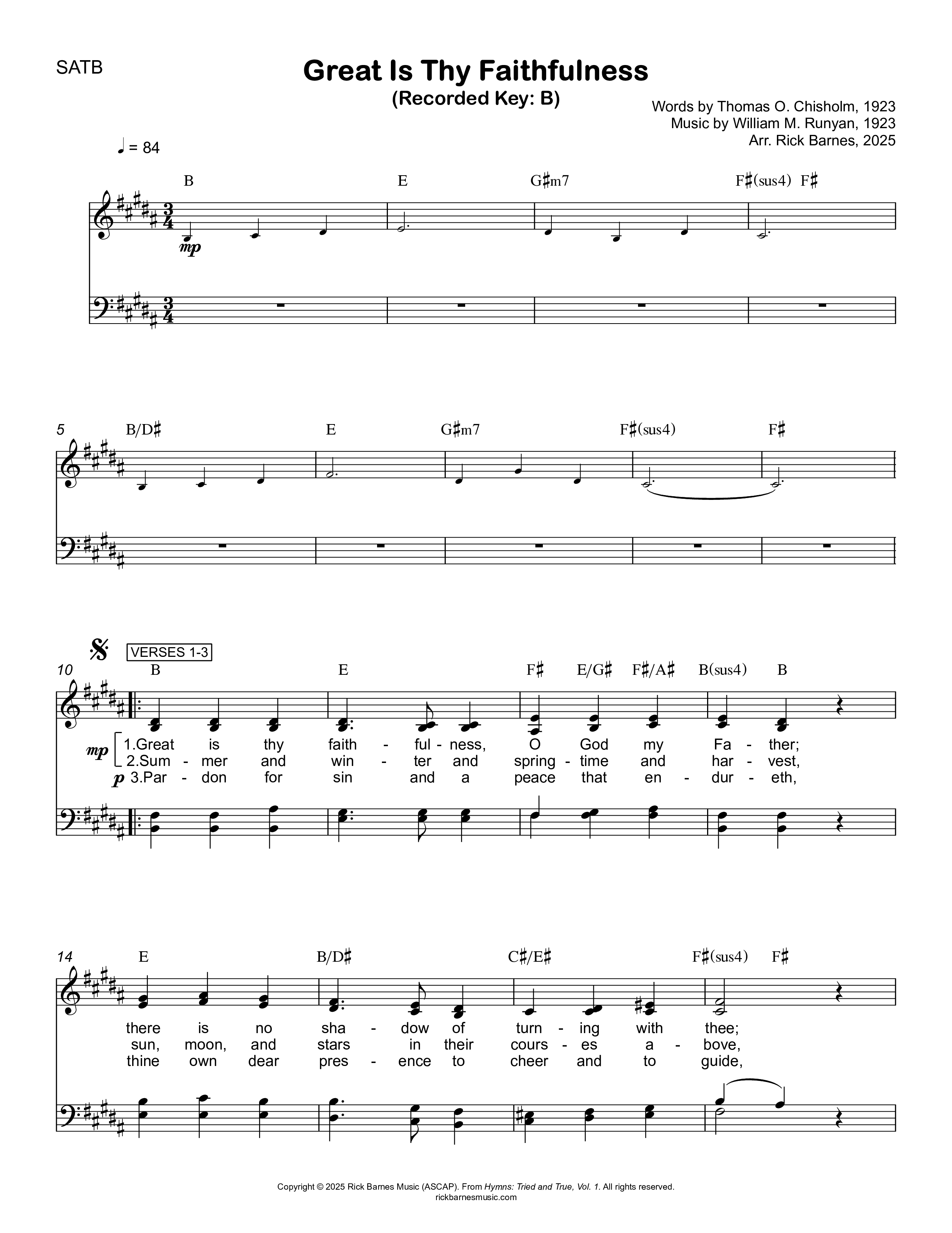 Great Is Thy Faithfulness Choir Sheet (Rick Barnes)