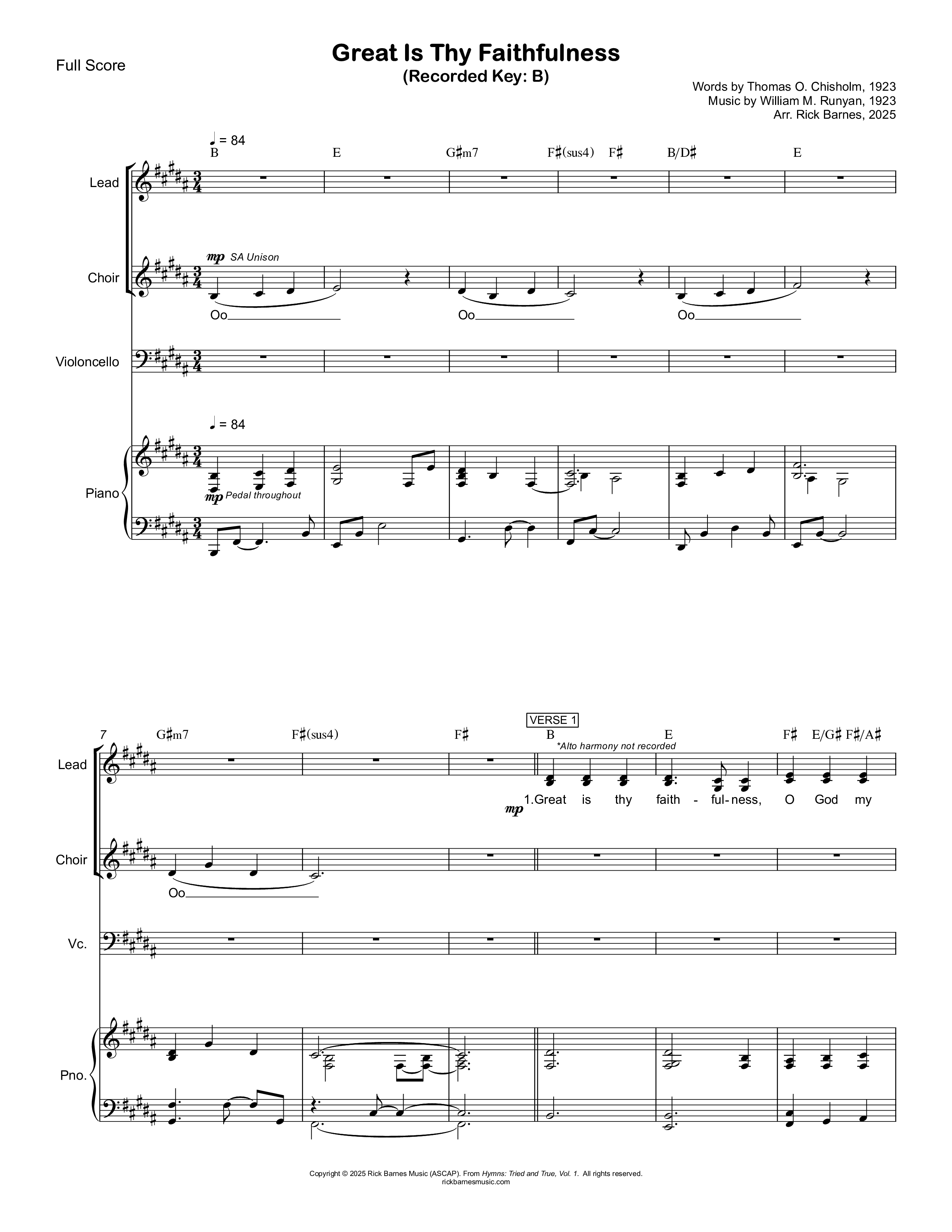 Great Is Thy Faithfulness Conductor's Score (Rick Barnes)