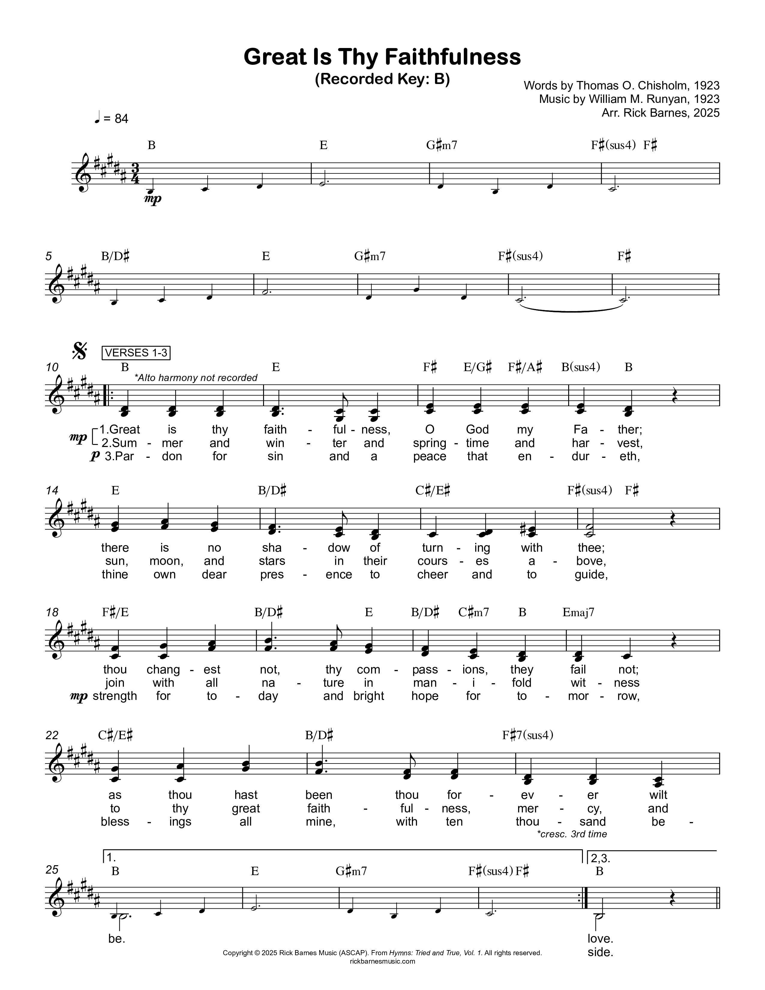 Great Is Thy Faithfulness Piano/Vocal Pack (Rick Barnes)