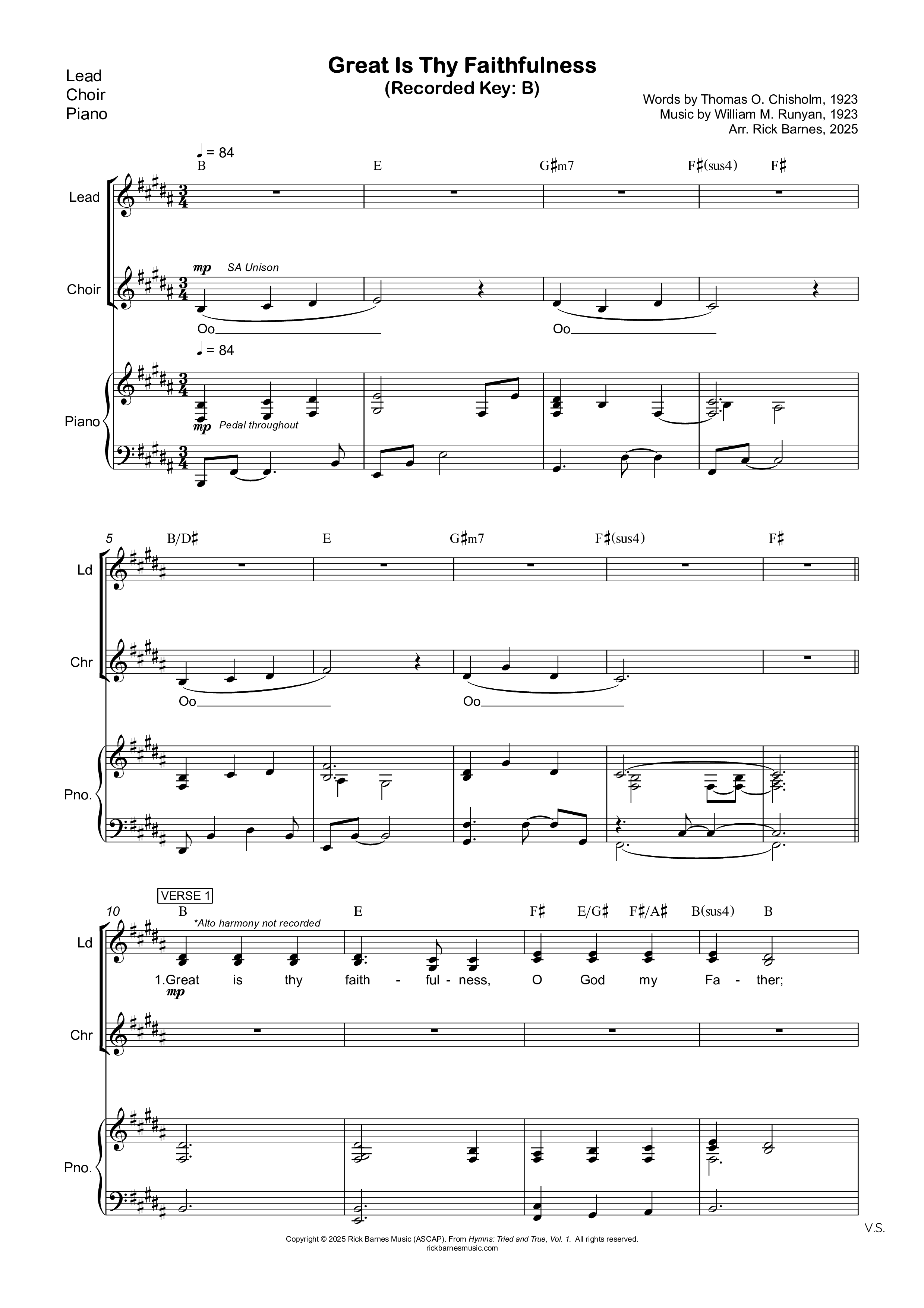 Great Is Thy Faithfulness Rhythm/Vocal (Rick Barnes)
