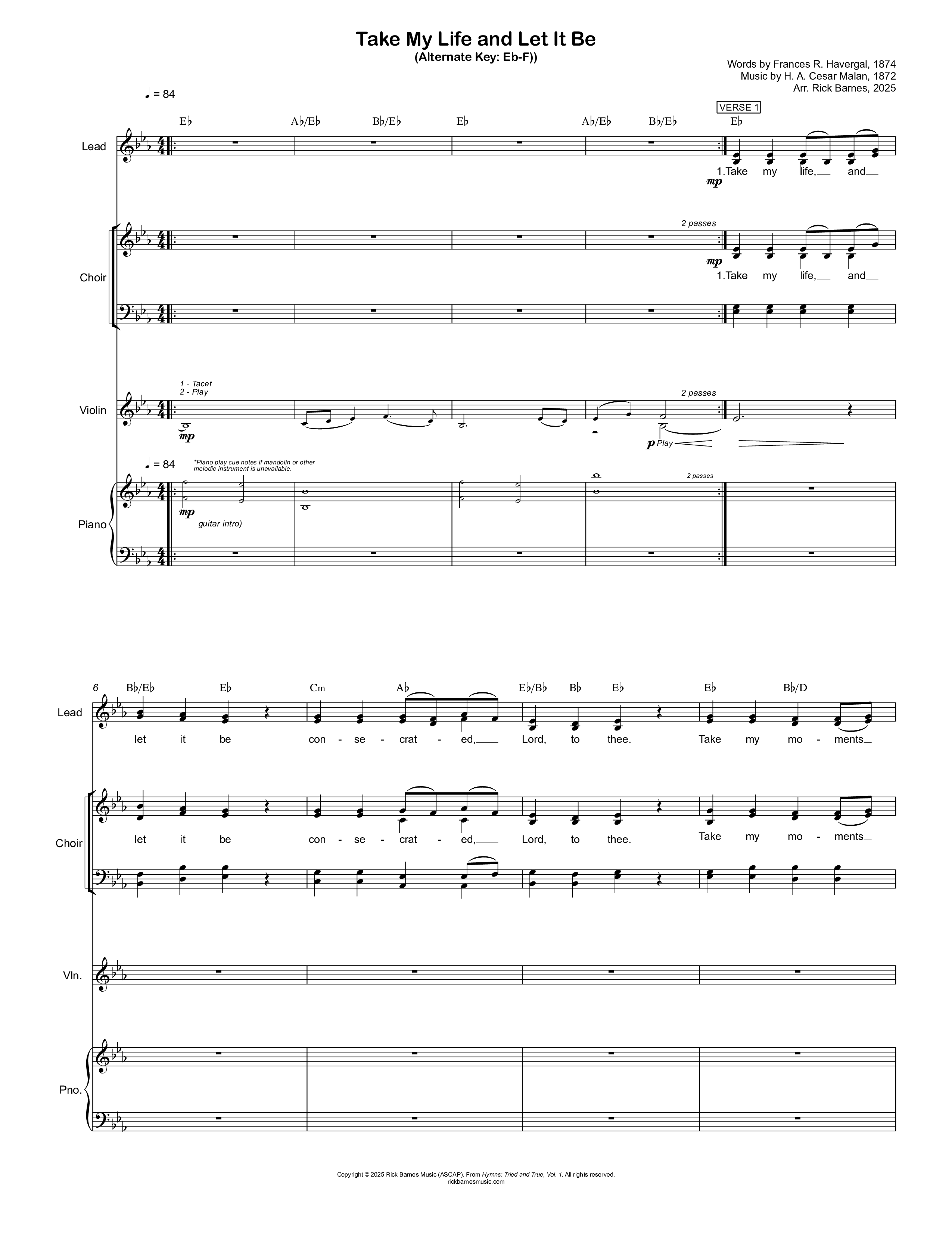 Take My Life And Let It Be Conductor's Score (Rick Barnes)