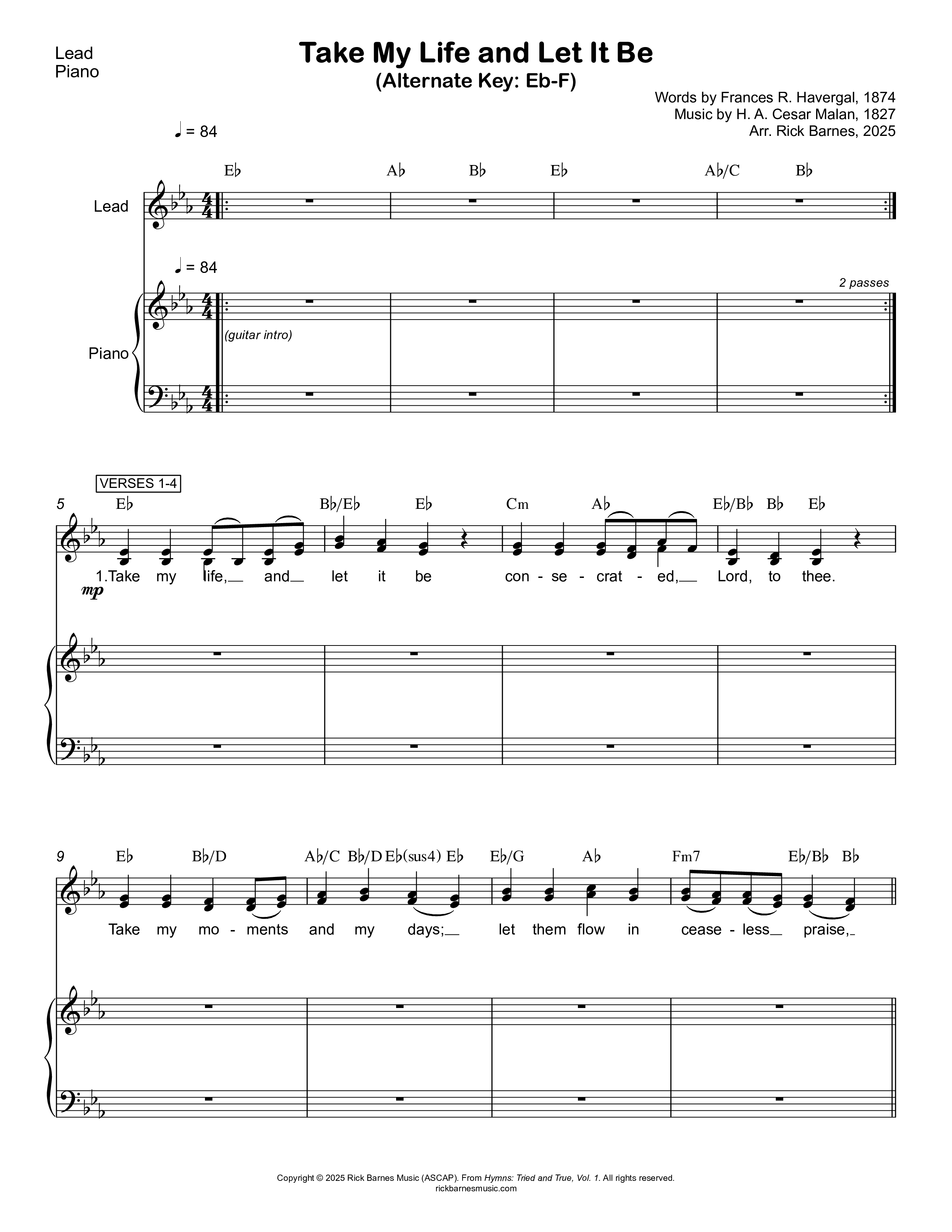 Take My Life And Let It Be Rhythm/Vocal (Rick Barnes)