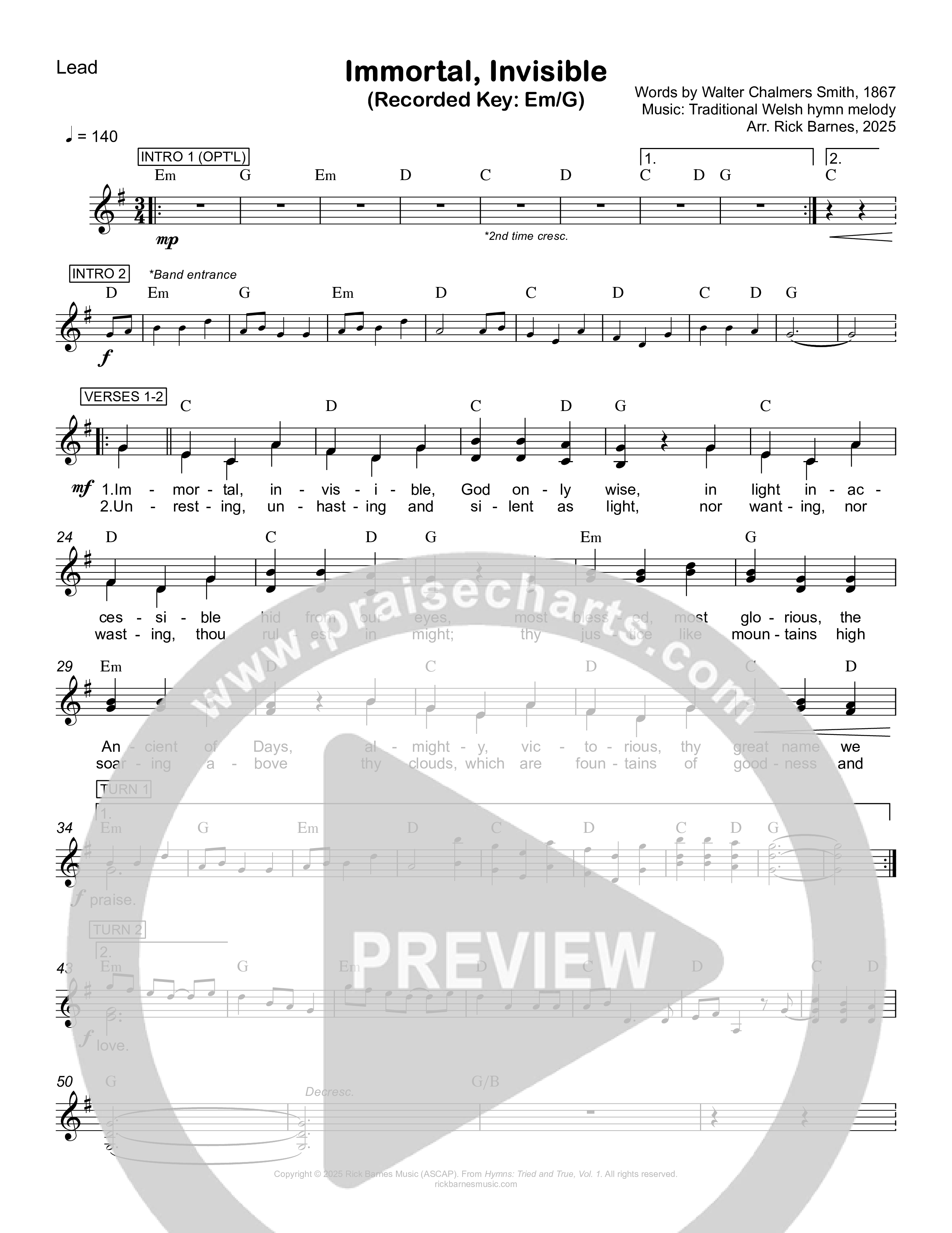 Immortal Invisible Lead Sheet (SAT) (Rick Barnes)