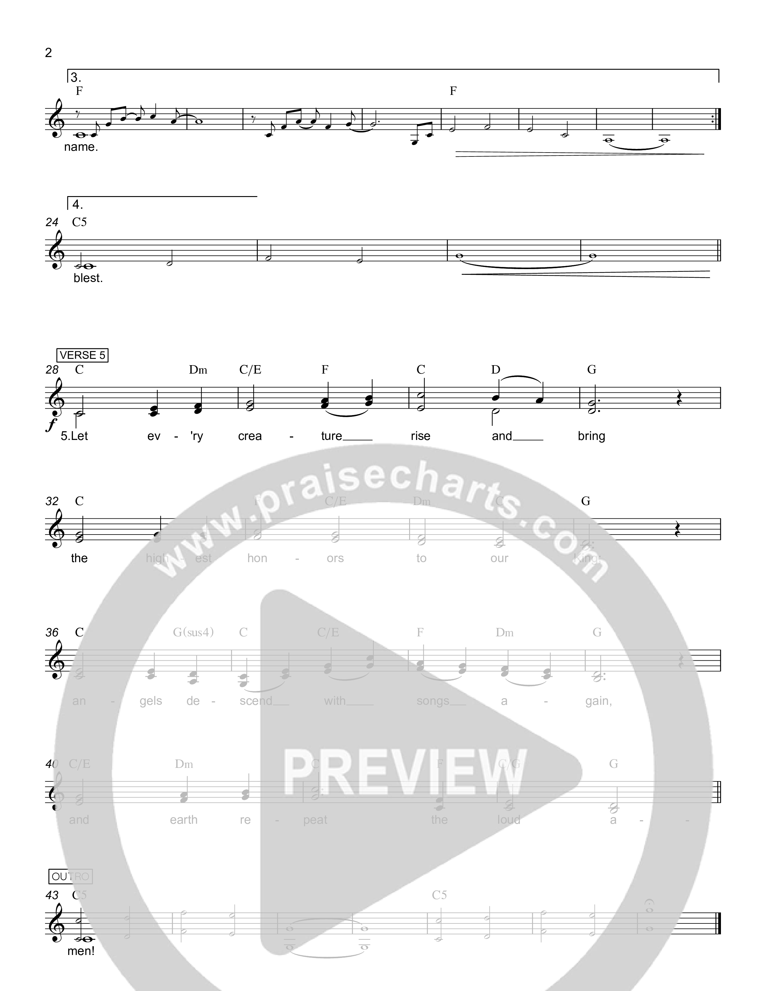 Jesus Shall Reign Lead Sheet (SAT) (Rick Barnes)