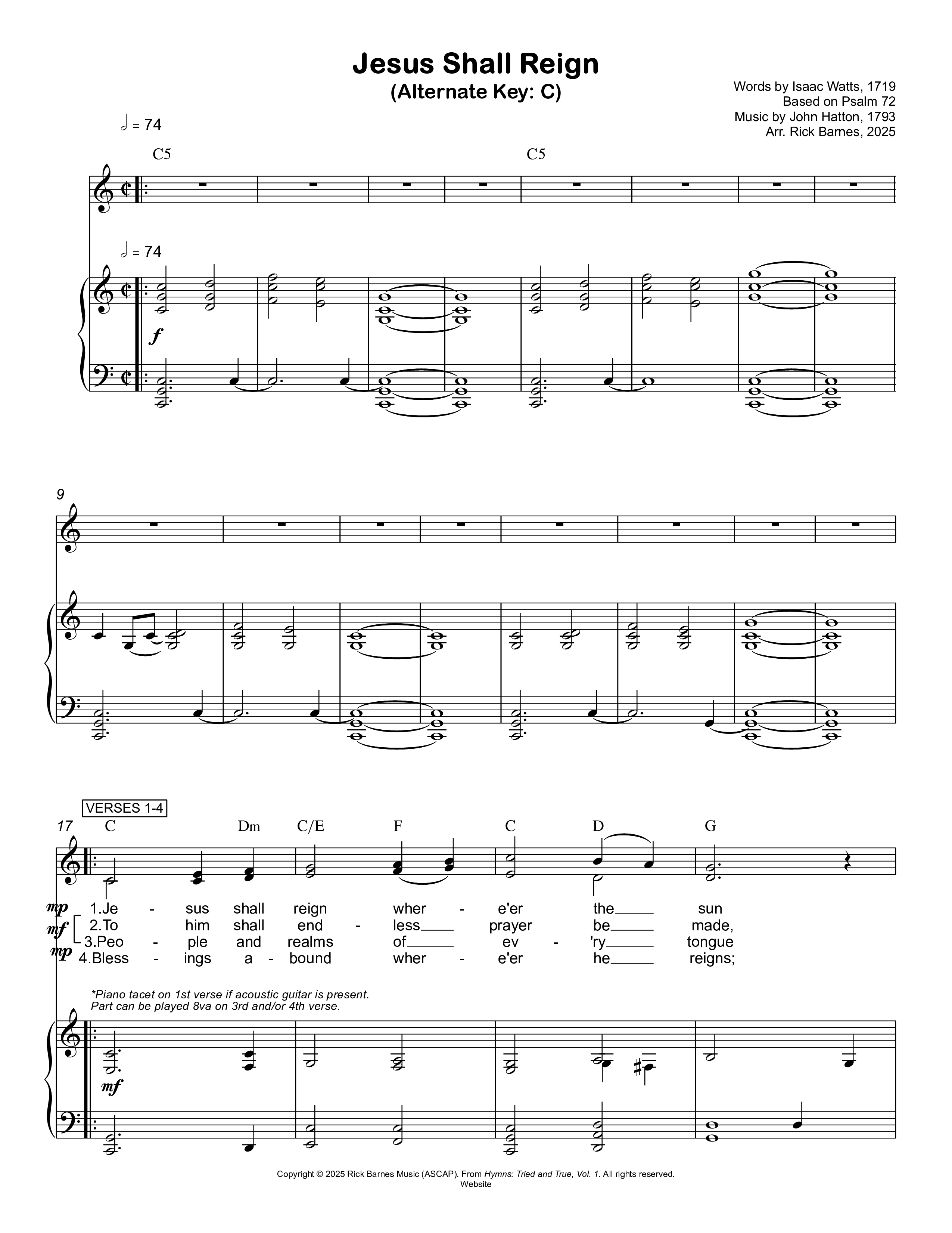 Jesus Shall Reign Rhythm/Vocal (Rick Barnes)