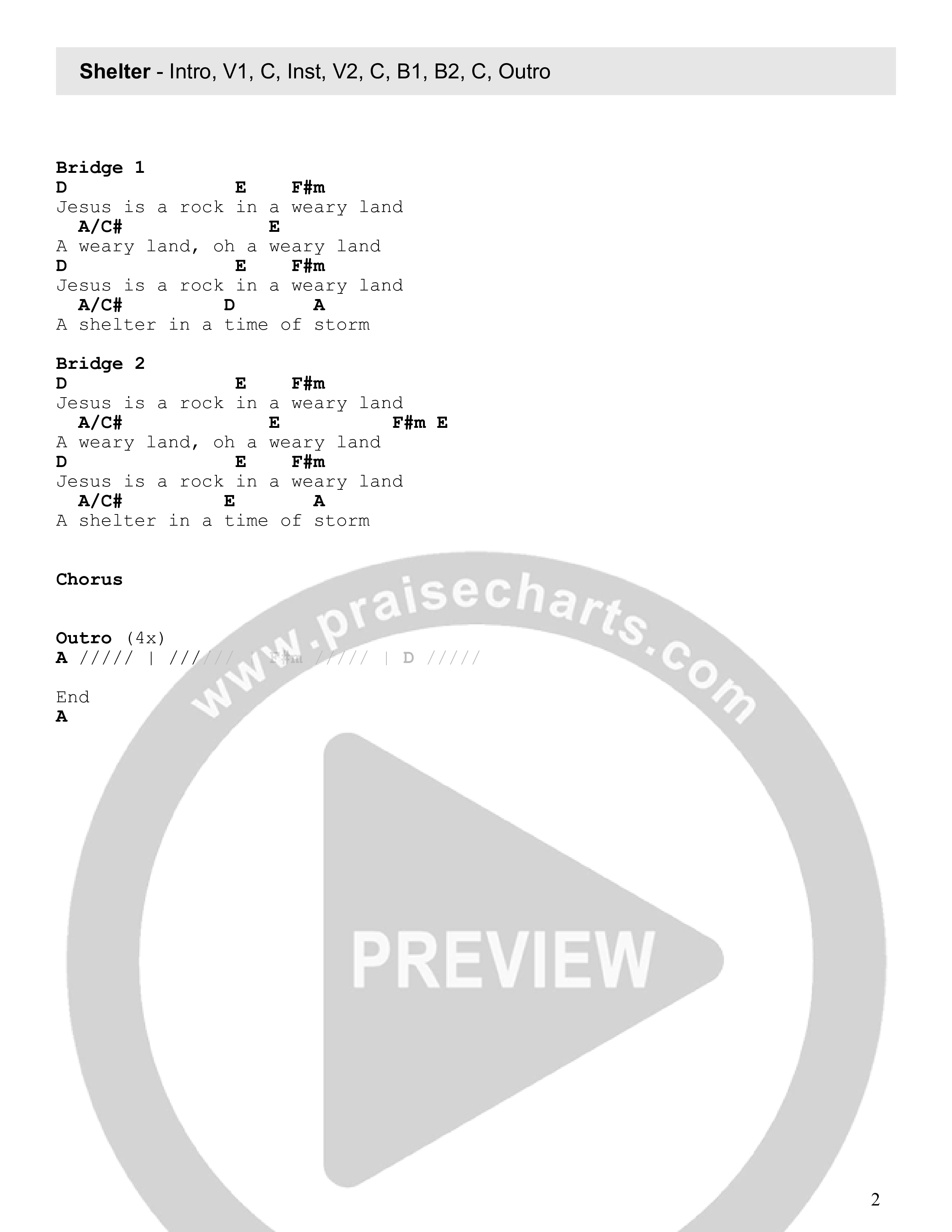 Shelter Chord Chart (Century Worship)