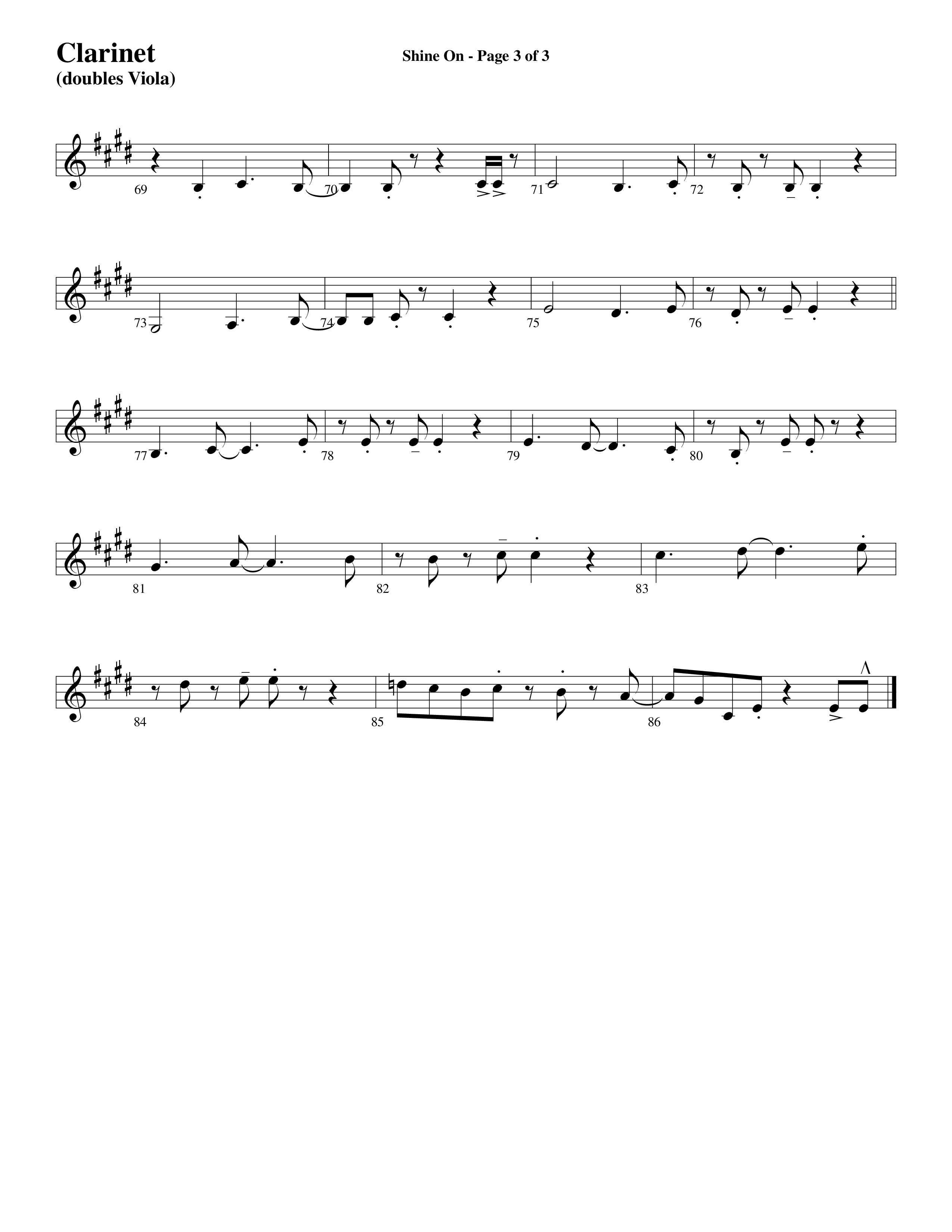 Shine On (Choral Anthem SATB) Clarinet (Word Music Choral / Arr. Lari Goss)