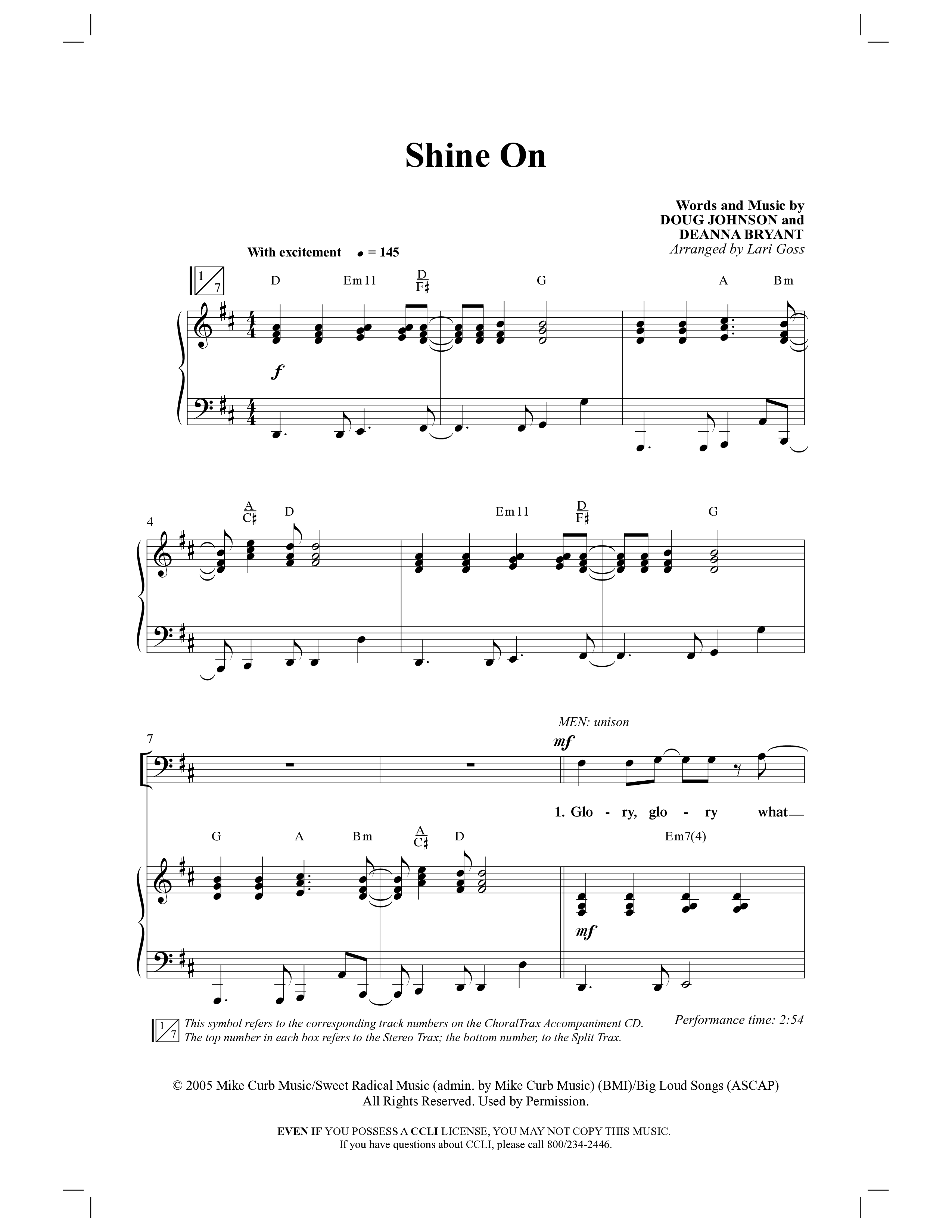 Shine On (Choral Anthem SATB) Anthem (SATB/Piano) (Word Music Choral / Arr. Lari Goss)