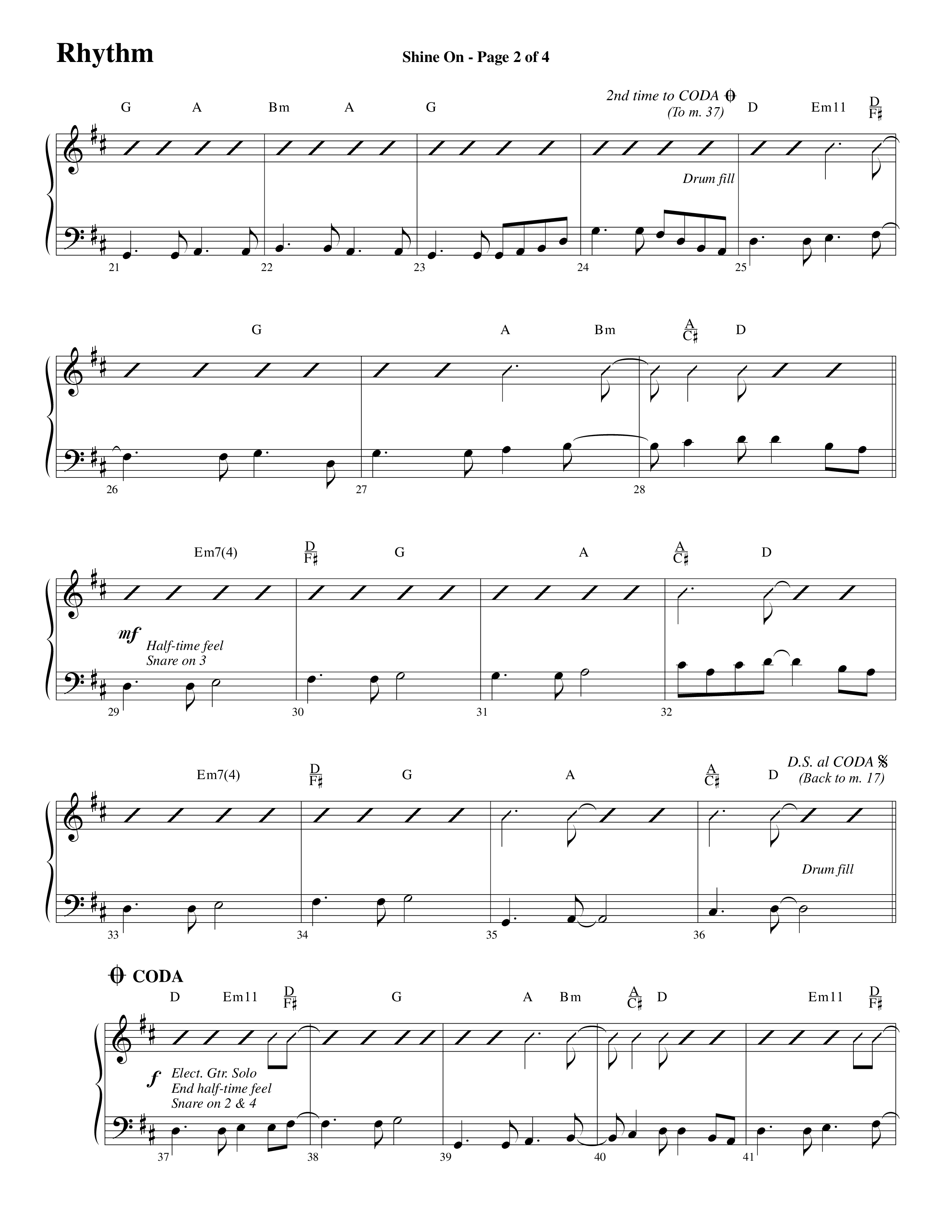 Shine On (Choral Anthem SATB) Rhythm Chart (Word Music Choral / Arr. Lari Goss)