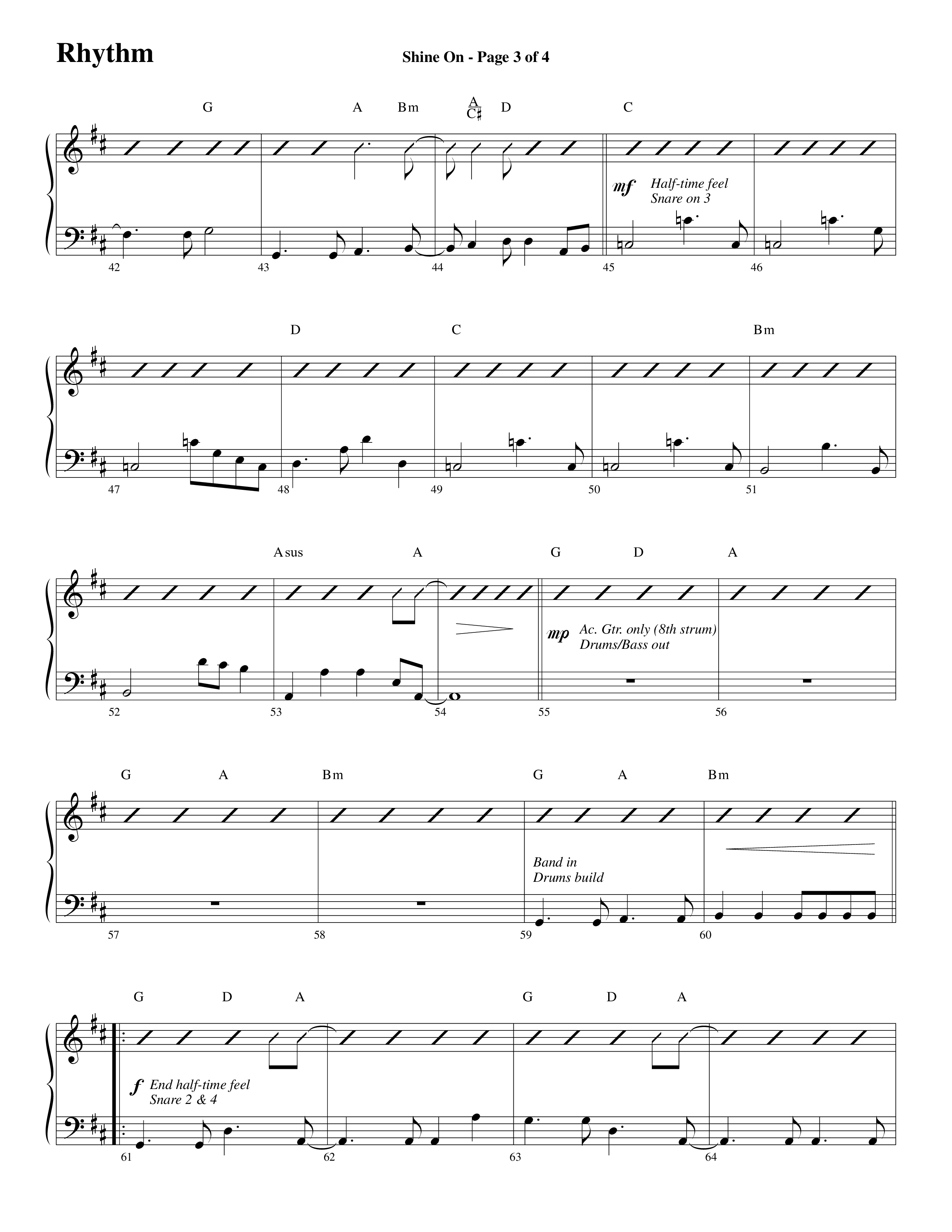 Shine On (Choral Anthem SATB) Rhythm Chart (Word Music Choral / Arr. Lari Goss)