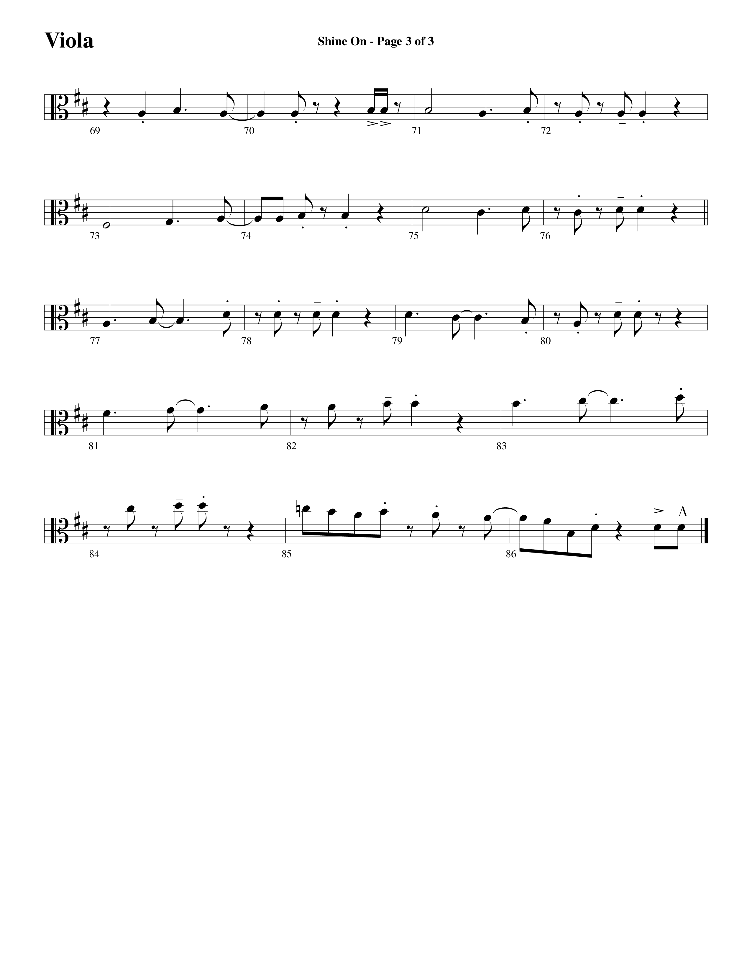 Shine On (Choral Anthem SATB) Viola (Word Music Choral / Arr. Lari Goss)