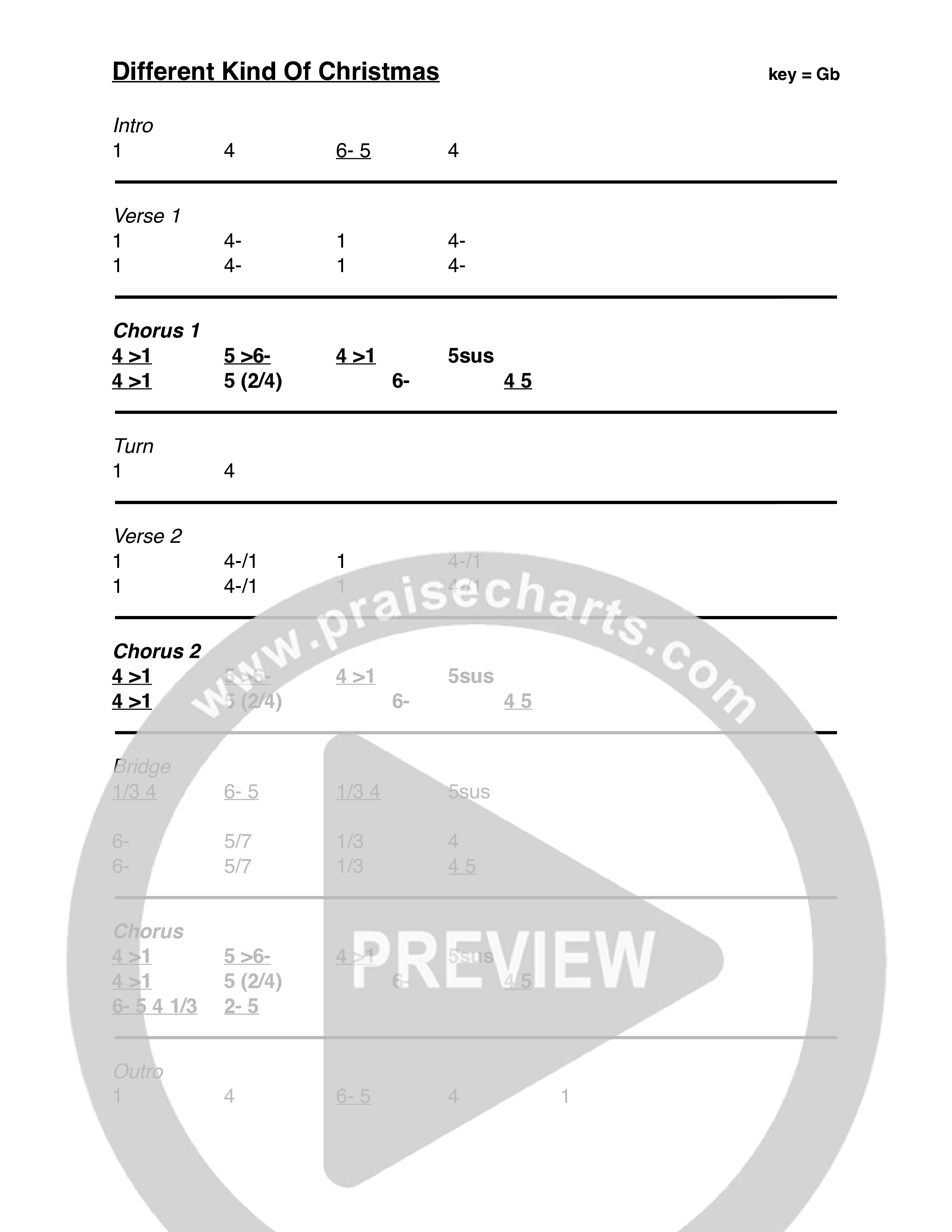 Different Kind Of Christmas Chord Chart (Nathan Sheridan)