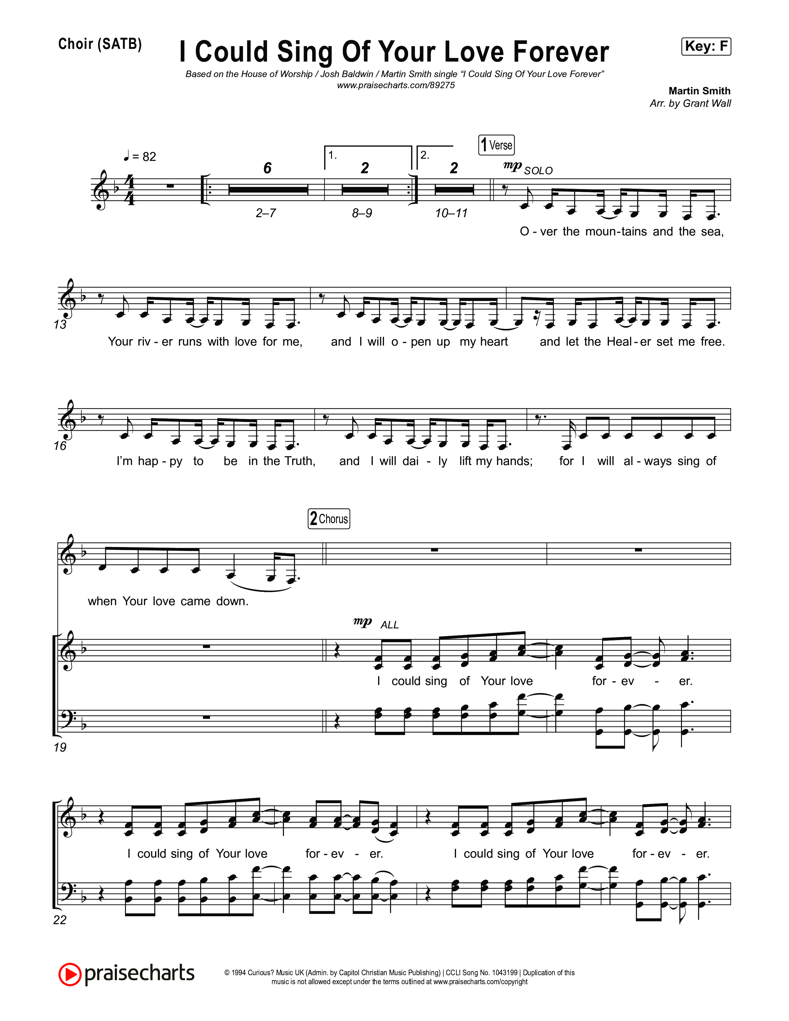 I Could Sing Of Your Love Forever Choir Sheet (SATB) (House Of Worship / Josh Baldwin / Martin Smith)