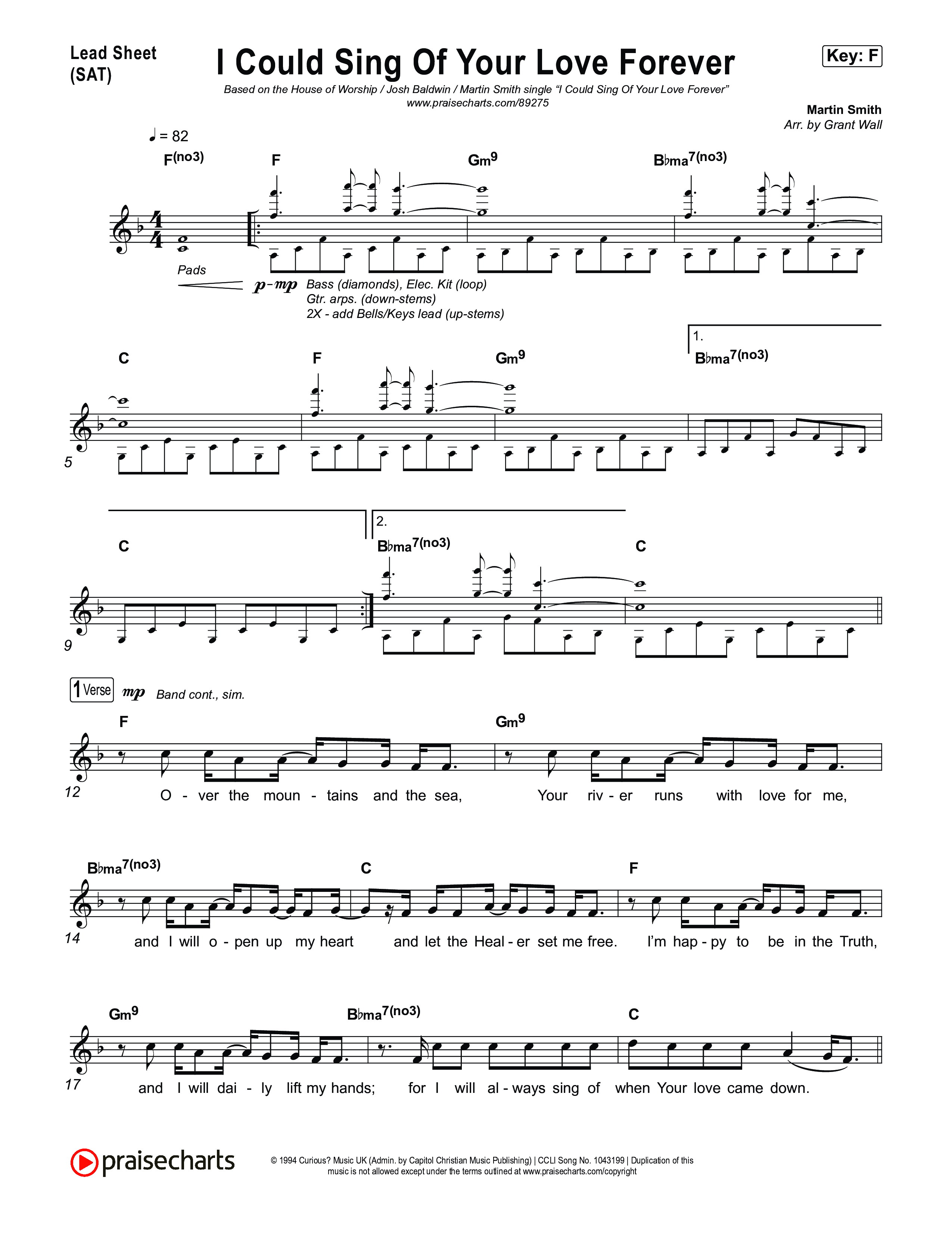 I Could Sing Of Your Love Forever Lead Sheet (SAT) (House Of Worship / Josh Baldwin / Martin Smith)